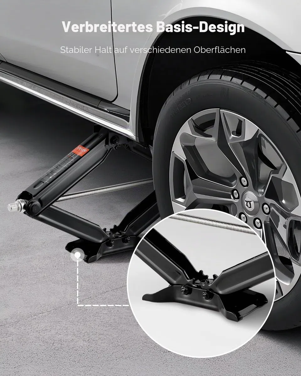 VEVOR RV Wohnwagen Scherenwagenheber Wagenheber (2268 kg belastbar) mit Kurbel & Sockel & Blase Ebenen (2 Stk.) Stabilisator Nivellierung 103-595 mm Hubhöhe Stabilisatorwagenheber