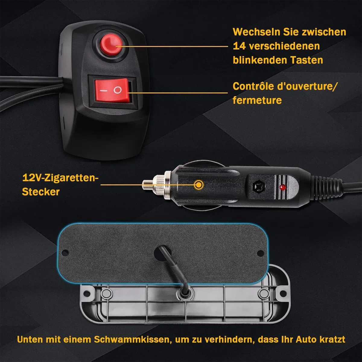 8X8LED Warnlicht Frontblitzer - 12V/24V Blinklicht Stroboskoplicht Warnleuchte,IP65 Notfall Warnung Blinklichter Strobe Orange 13Modi Blitzmodul für Truck Traktor Emergency KFZ LKW