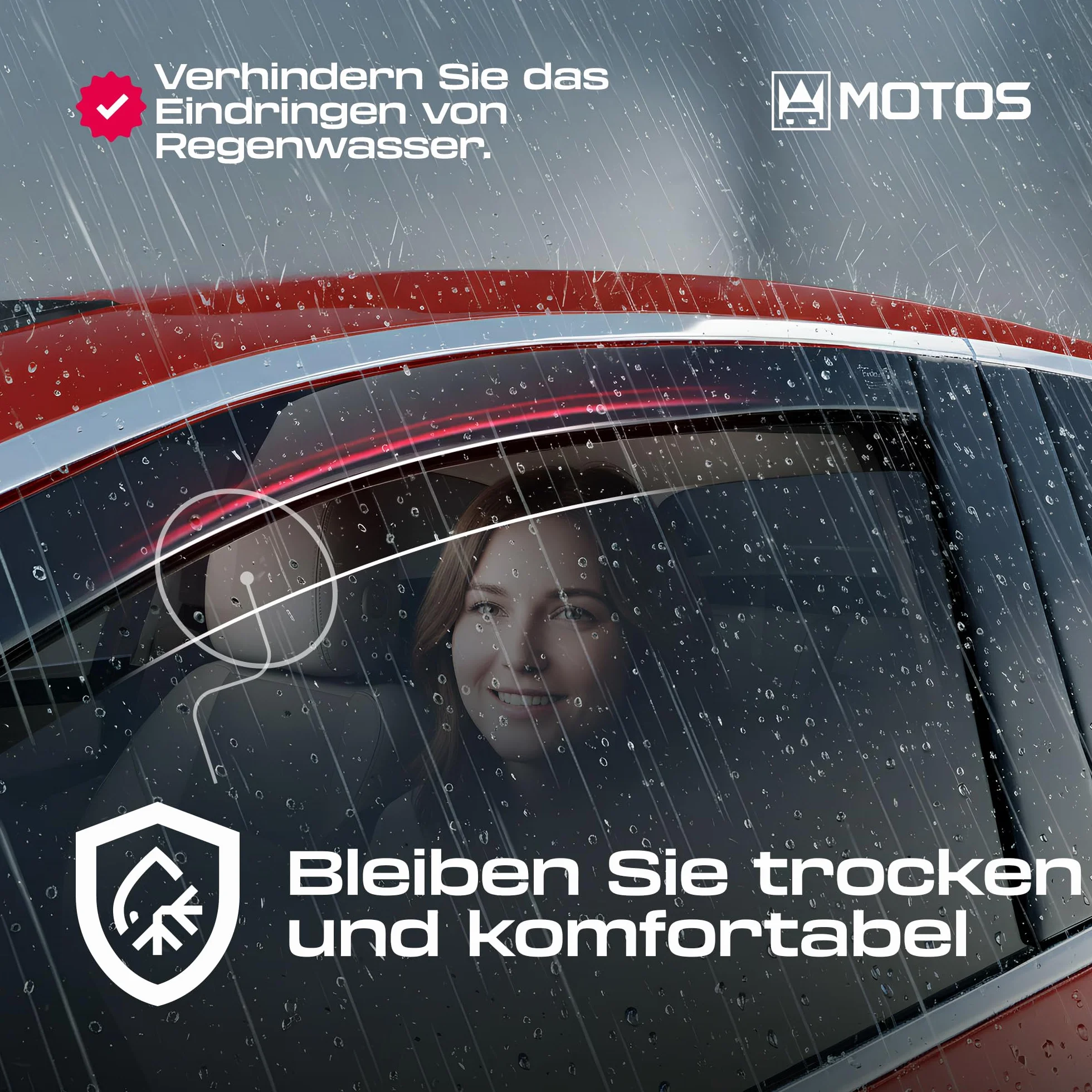 MOTOS Windabweiser Regenabweiser für FIAT 500 E ab 2021 Ästhetisches Design, Langlebig & Robust, Leichte Installation, Energieeinsparung durch Belüftung, Verringerung von Lärm und Luftturbulenzen - Pe
