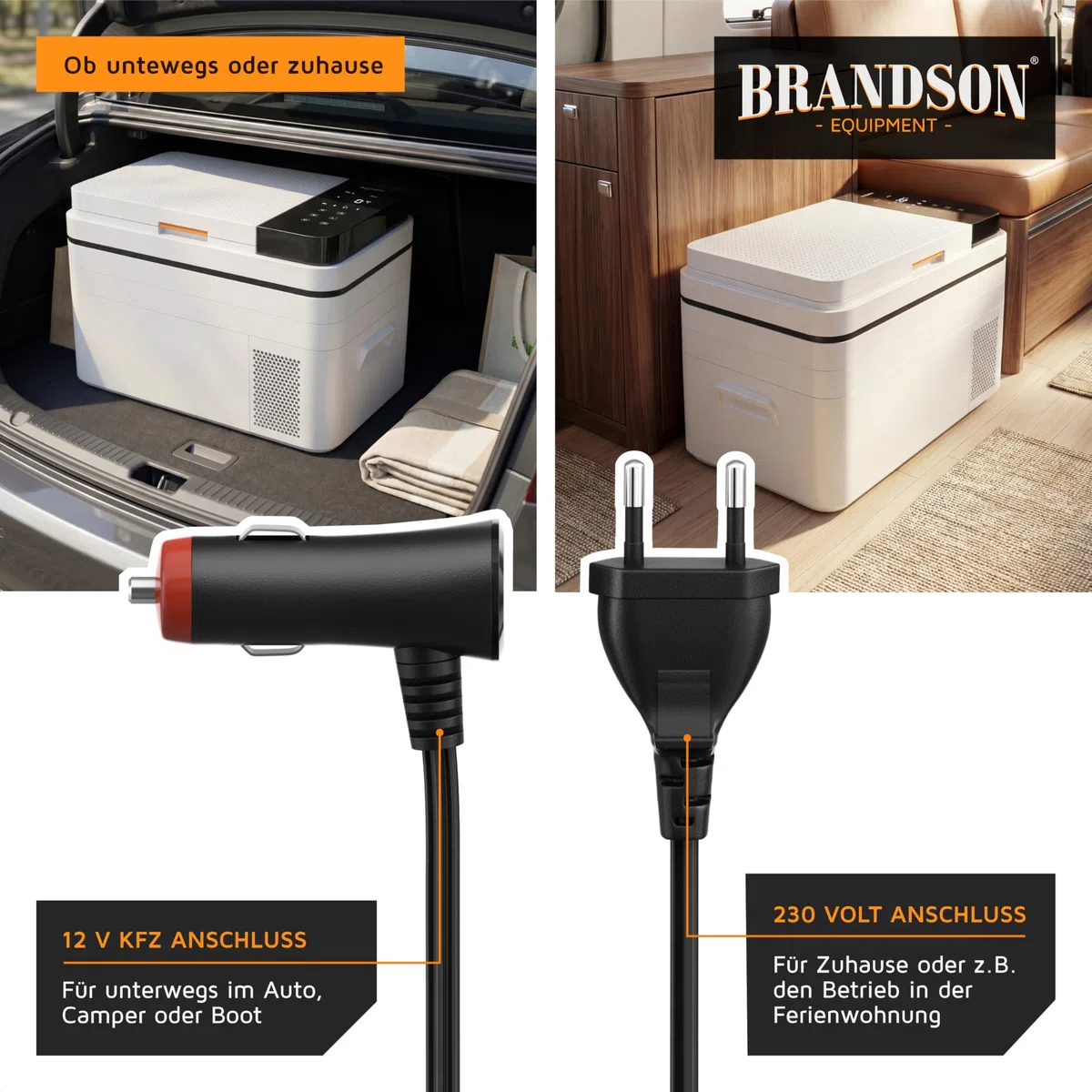 Brandson - Kühlbox elektrisch mit Kompressor – 30 Liter – App Steuerung Bluetooth Tuya Smart – Autokühlbox - 230 V und 12/24 V Gefrierbox Gefriertuhe bis -20°C – ECO Modus – Auto Camper LKW