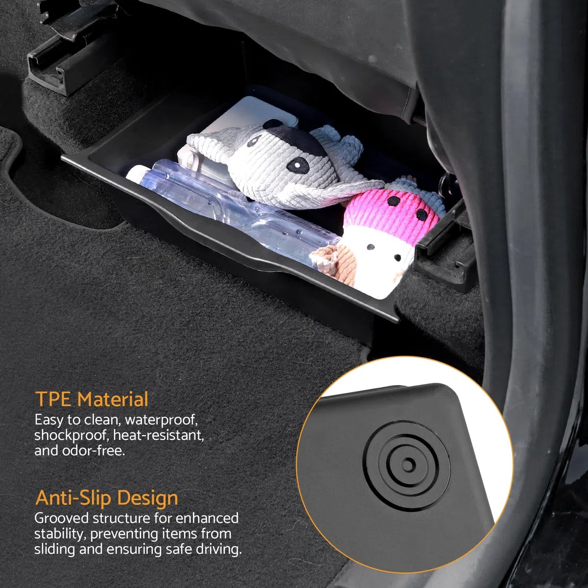 2PCS Model Y Für Tesla Sitz Organizer Box Rutschfeste Vordersitze Langlebiges Autozubehör Aufbewahrungsbox TPE-Material Hohe Temperaturbeständigkeit Zum Auto Ordentlich