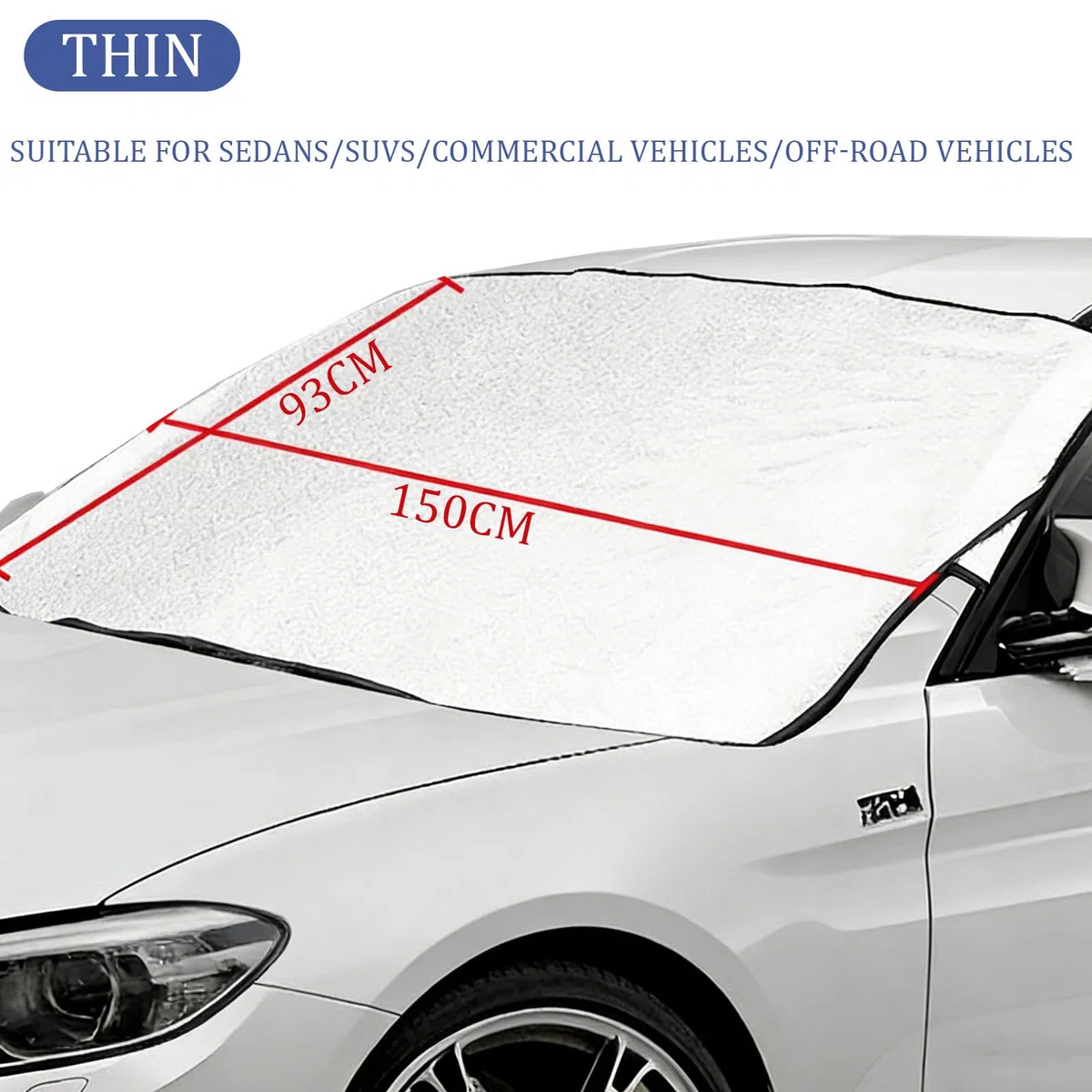 GWAWG Housse De Pare-Brise Voiture Pour Hiver Froid, 150 * 93cm Grande Taille Protecteur De Pare-Brise Anti-Givre Voiture, Protection Anti-Givre Housse De Pare-Brise D’Hiver, Tous Types De Voitures