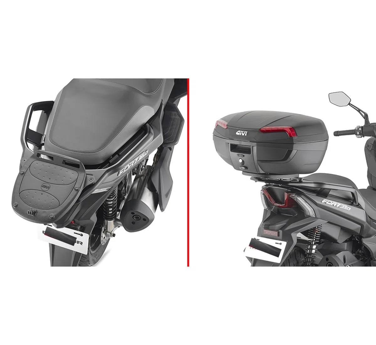 givi motorradkoffer alp44a monolock alpina aluminium 44 lt + träger kompatibel mit qj motor fort 350 2024 mototopgun alp44a + sr9700