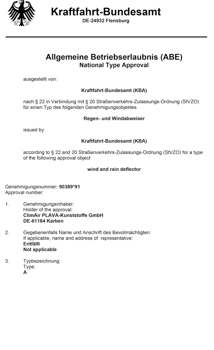 Vordere Windabweiser (1 Set) für die Fahrer und Beifahrerseite-CLI0020065 passend für VW LT KaWa, 2-Door, -1995