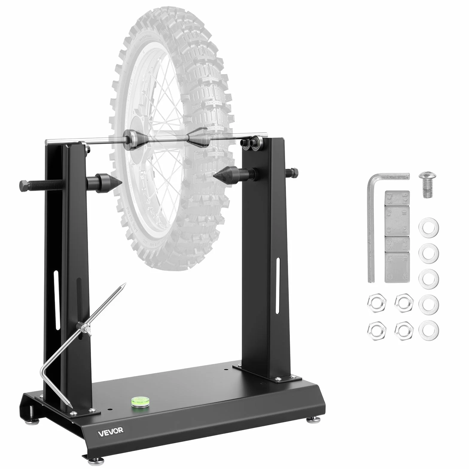 VEVOR Motorrad Auswuchtständer Reifenwuchtgerät 40 kg Tragkraft, Reifenauswuchtmaschine Zentrierständer mit verstellbaren Zentrierkegeln & Zentrierzeiger, Reifenmontagehilfe für φ 889 mm Rad