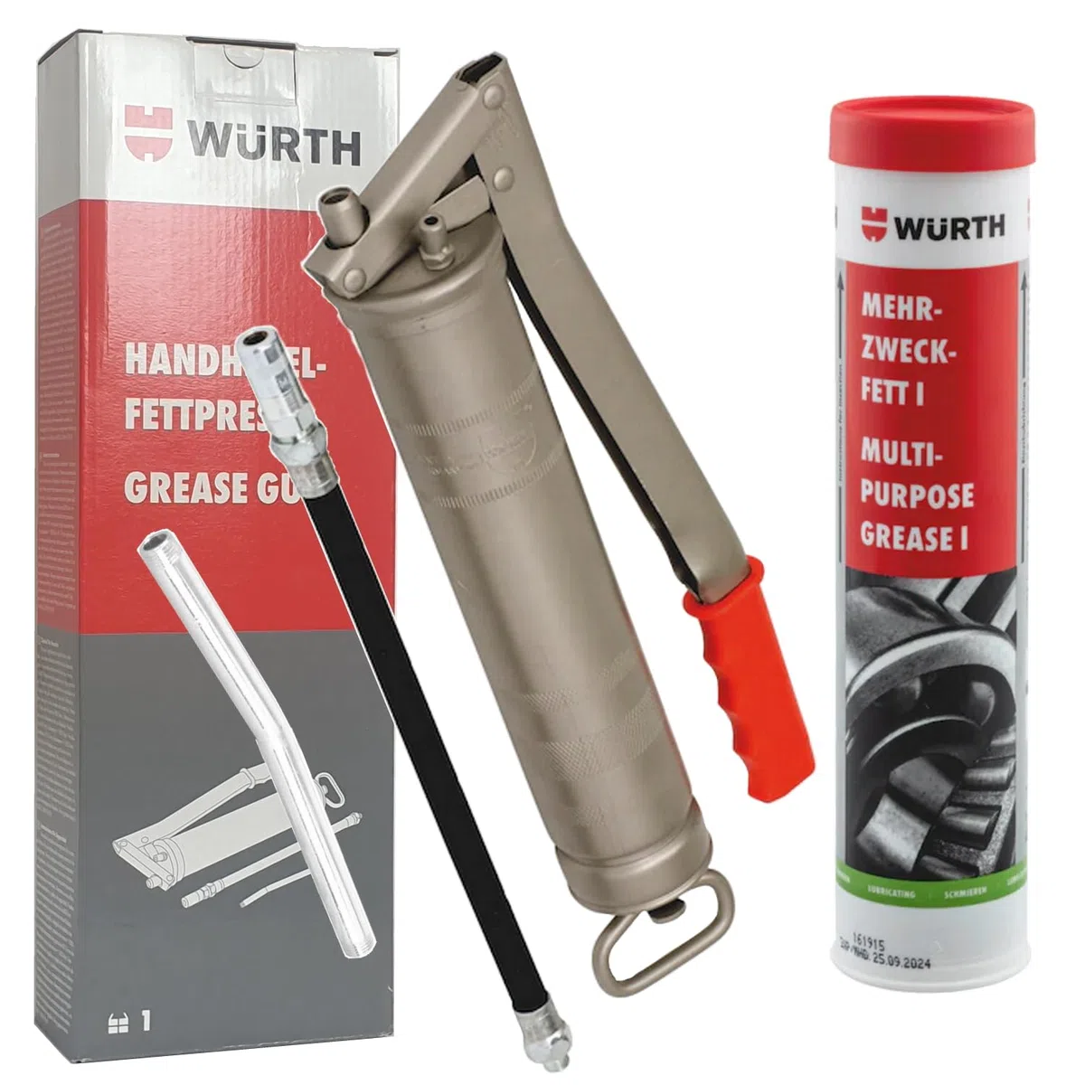 Würth Handhebelfettpresse inkl. 400g Mehrzweckfett I