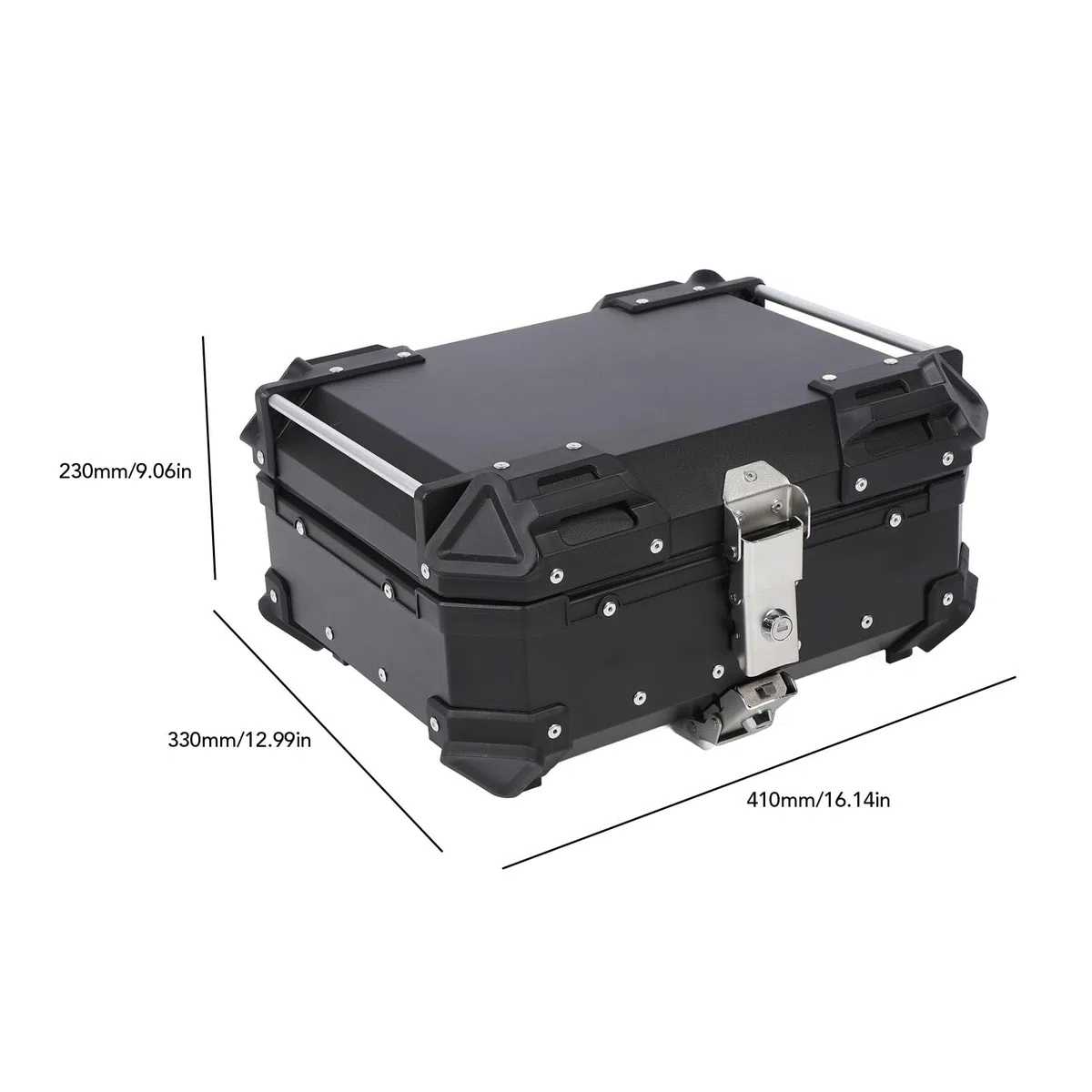 25-Liter-Motorrad-Topcase, 25-Liter-Heckkoffer aus Aluminiumlegierung mit Sicherheitsschloss, Universelle Motorrad-Gepäckträgerbox, KofferraumHeckbox für Helm, Regenmantel