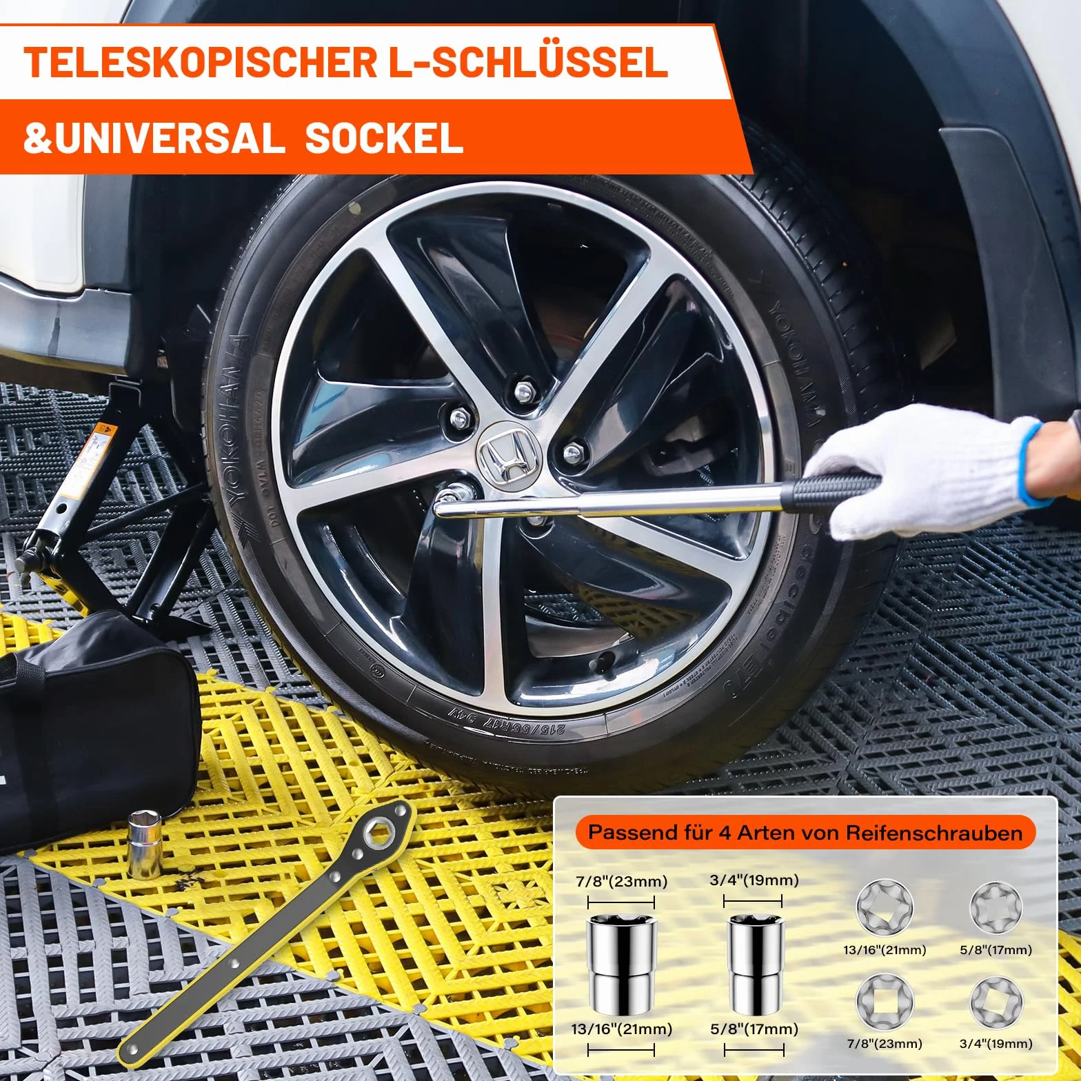 IMAYCC Wagenheber 2.5T/2500kg, Universelle Scherenwagenheber für Auto mit Gummiauflage,Tragbarer Wagenheber mit Radmutternschlüssel,Auto-Notfallset für SUV MPV,Ideal für Wartung und Reparatur(Schwarz)