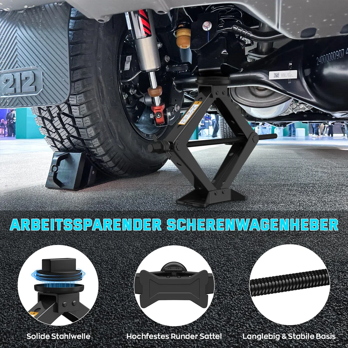 IMAYCC Spezial-Scherenwagenheber 2.5T für Mercedes-Benz, Car Jack mit 2Pcs Wagenheber Gummiauflage Schützt PKW, Wagenheber Auto mit Radmutternschlüssel, Auto-Notfallset für Mercedes Benz Serie
