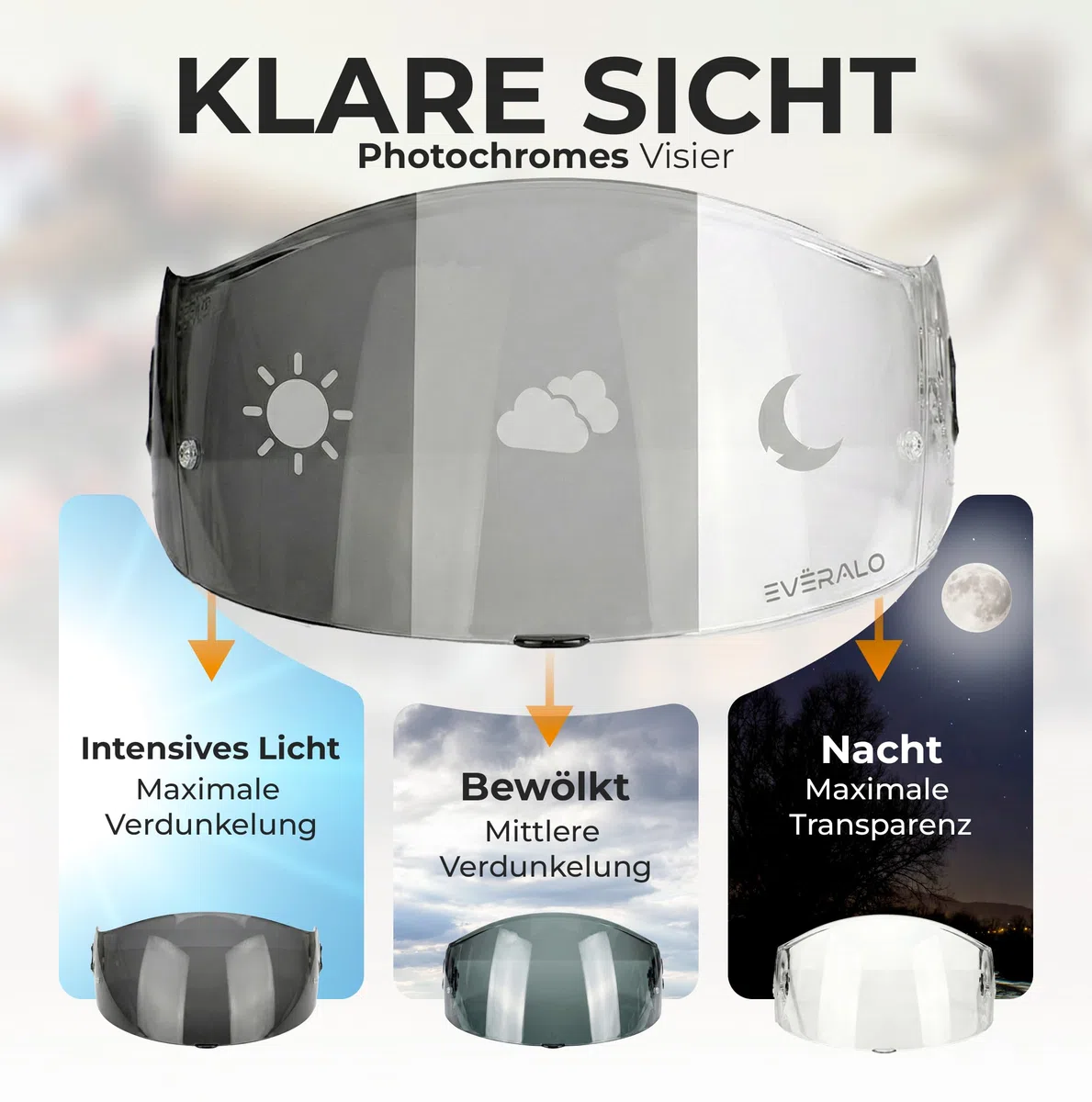 kompatibel mit Visier Xlite X803 - X802 - X802r - X802rr - X702 - X661 - X603 - Xsf 02 (Photocromisch)