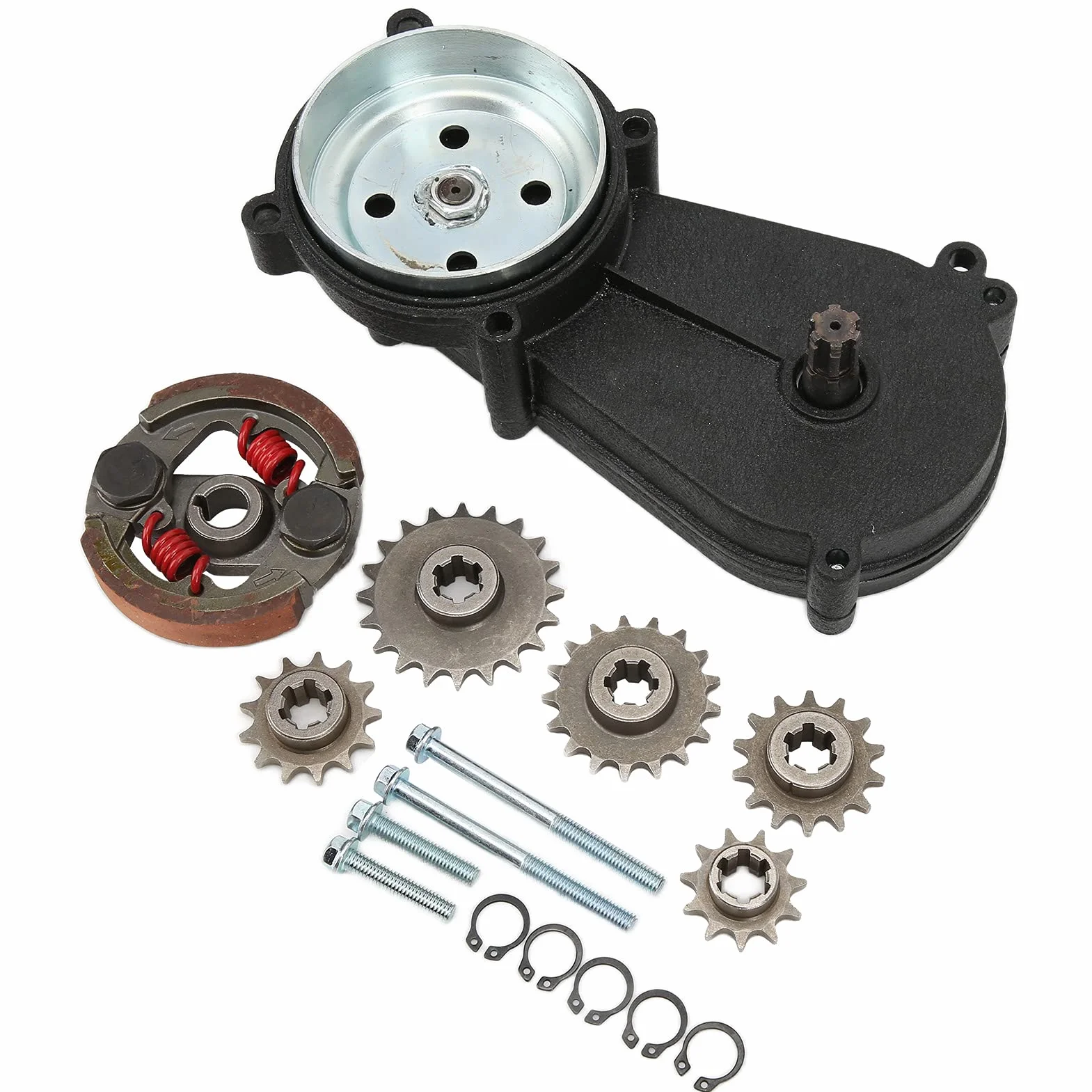 Akozon Getriebe, Kupplungsgetriebe, Trommelgehäuse Getriebe Kupplungssatz Kupplungsgetriebe Trommel für 43cc 47cc 49cc 2-Takt Pocket Mini Bike Scooter ATV