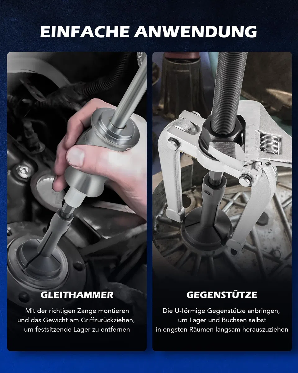 Orion Motor Tech Innenlager Abzieher Set 16-teilig, Lagerabzieher Innen mit Gleithammer und Abziehvorrichtung, Innenabzieher Kit für Kugellager und Buchsen (6 mm bis 59 mm)