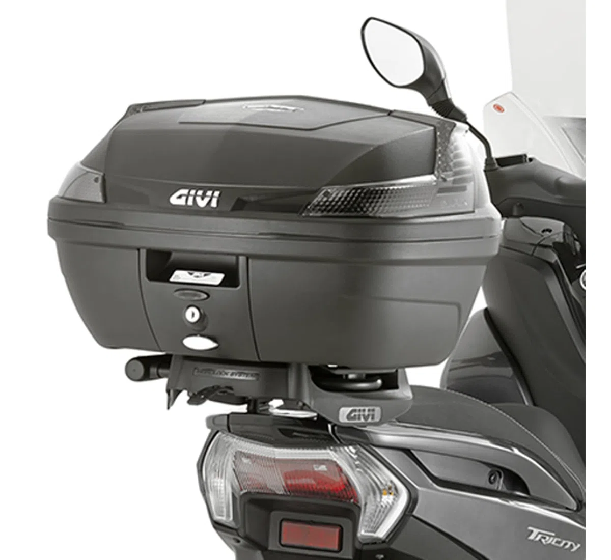 givi motorradkoffer alp44a monolock alpina aluminium 44 lt + träger kompatibel mit mbk tryptik 125 2014 2015 2016 2017 mototopgun alp44a + sr2120