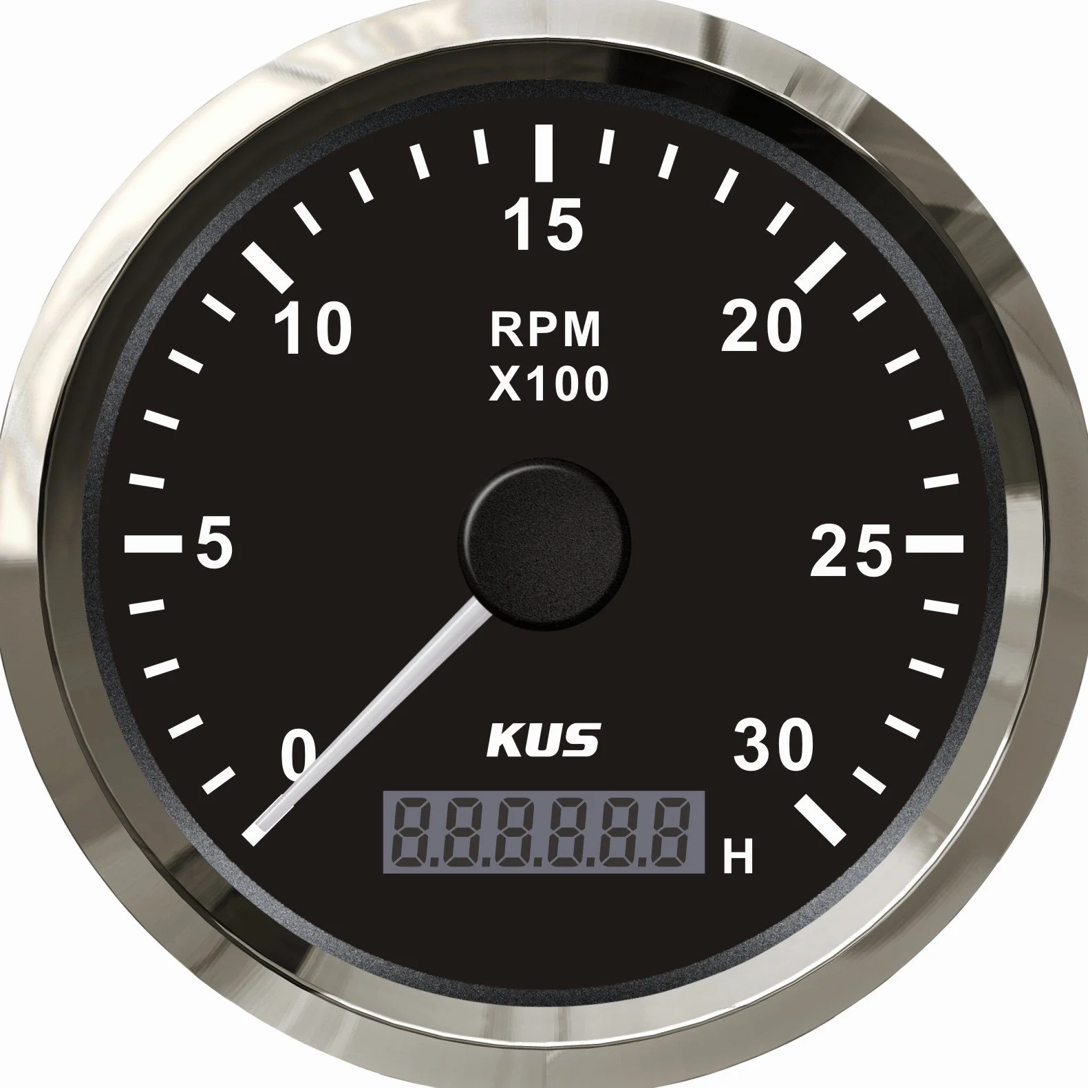 KUS Wasserdichte Drehzahlmesser Drehzahlmesser Mit Betriebsstundenzähler 3000 RPM 85mm 12 V / 24 V Mit Hintergrundbeleuchtung (Schwarz)
