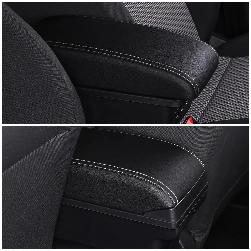 Autozubehor Armlehne für Golf 6 Armlehnen Scirocco Sagitar VW Golf 6 Golf 5 Mk6 MK5 Jetta 5 Armlehnen Zweilagige Armlehne Armauflage Leder mit weißen Linien
