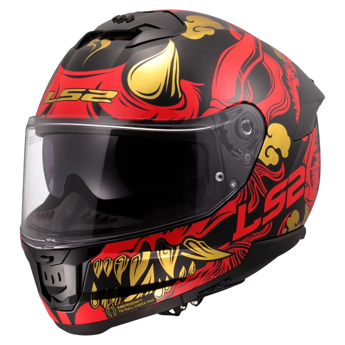 LS2, Integraler Motorradhelm STREAM II DRAKO Gloss Black Red, XS