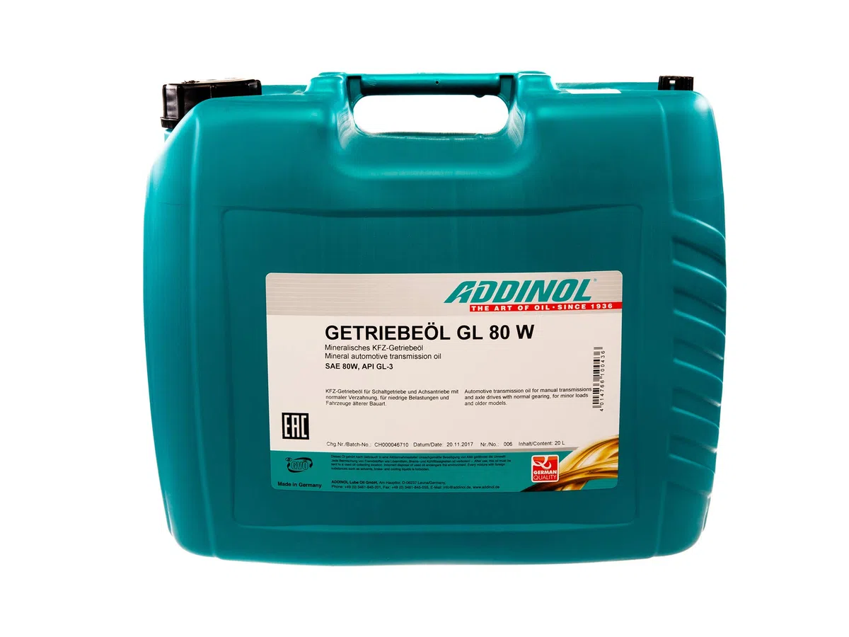 ADDINOL GL80W, Getriebeöl GL-3, mineralisch, 20 L Kanister