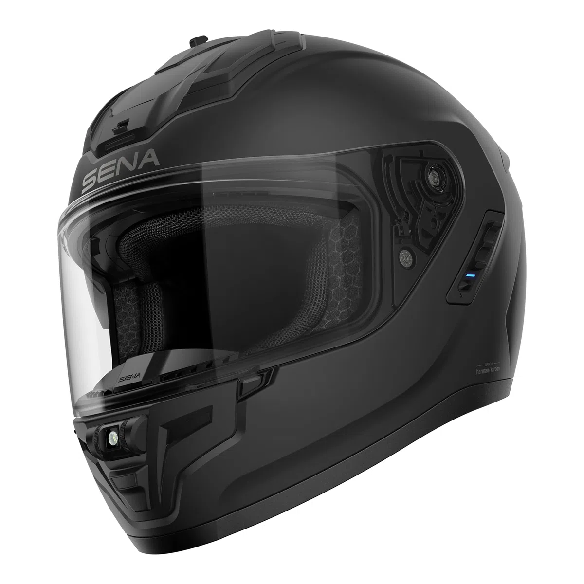 Sena Phantom Integralhelm mit integrierter Kommunikation, LED-Beleuchtung und 2. Generation Sound by Harman Kardon (Mattschwarz, XL)