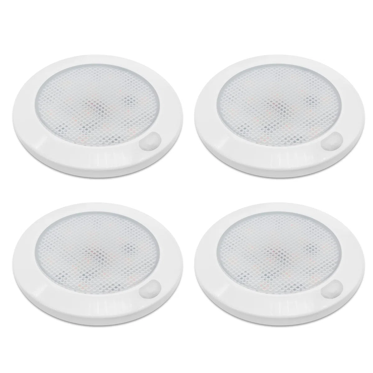Dream lighting 4er Set 12v LED Lampe Dimmbar Wohnmobil Wohnwagen Boot Innen Deckenlampe Flach mit Memory-Funktion IP44 7,6CM Warmweiss