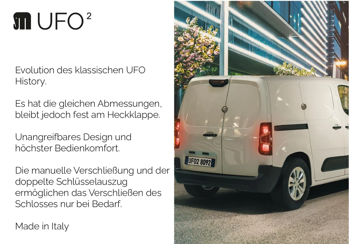 UFO MERONI SERRATURE - Ufo2 Sicherheitsschloss Transporter, Einbruchschutz Wohnmobil für Lieferwagen und leichte Nutzfahrzeuge, Sicherheitsschloss für Lieferwagen, Door Lock (1 Stück)