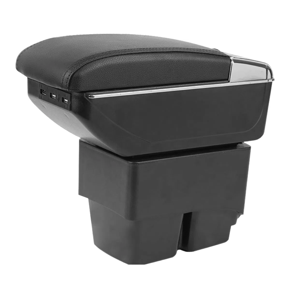 Auto Armlehnen für Fiesta 2009-2017, Zweilagige Armlehne mit 7 USB Ladeanschlüssen, Schwarzes PU Leder, Mittelkonsolen Aufbewahrungsbox