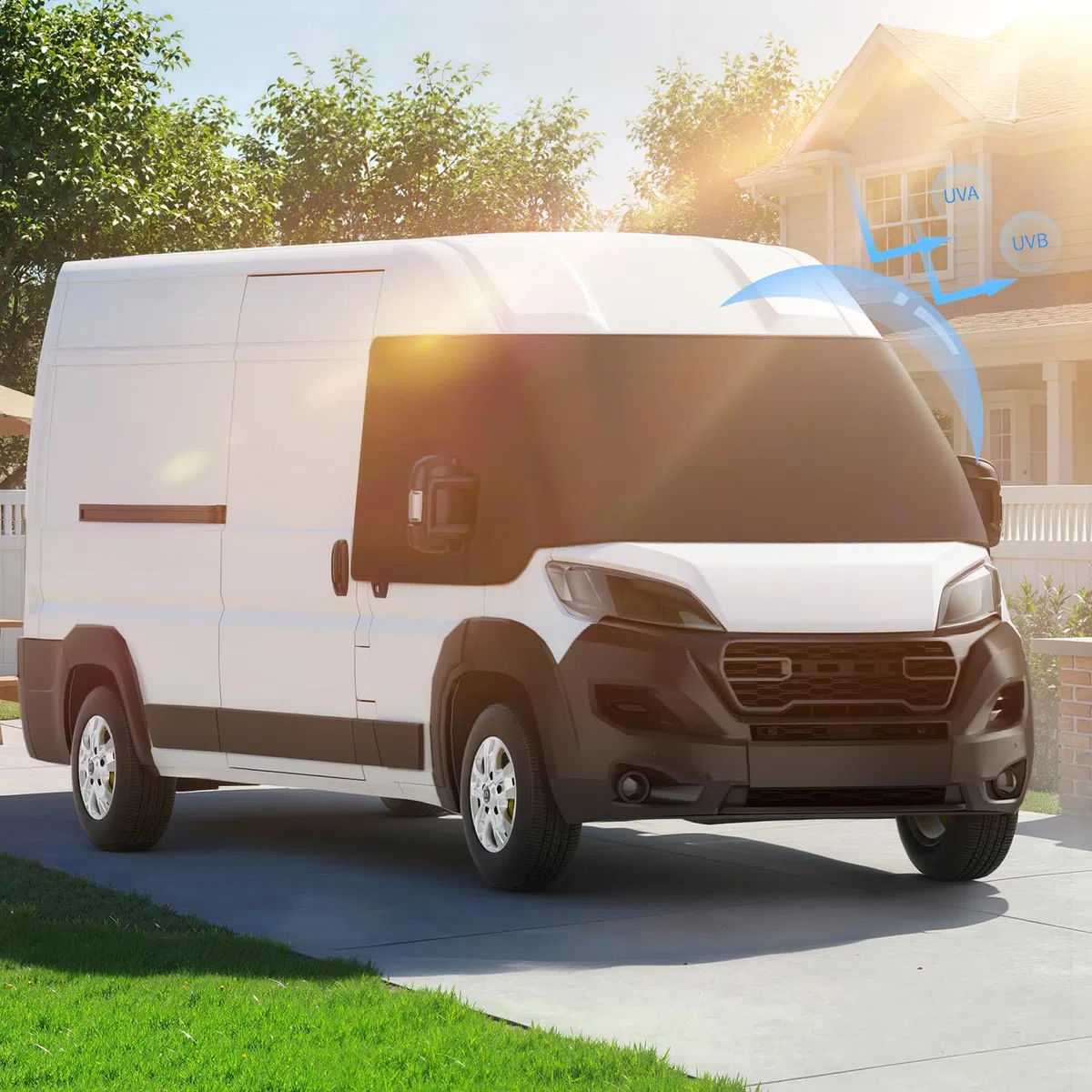 Sonnenschutz Frontscheibe Wohnmobil Außen Frontscheibenabdeckung Wohnmobil Frontscheibenabdeckung Ducato für F-iat Ducato UV-Schutz Wasserdicht schwarz