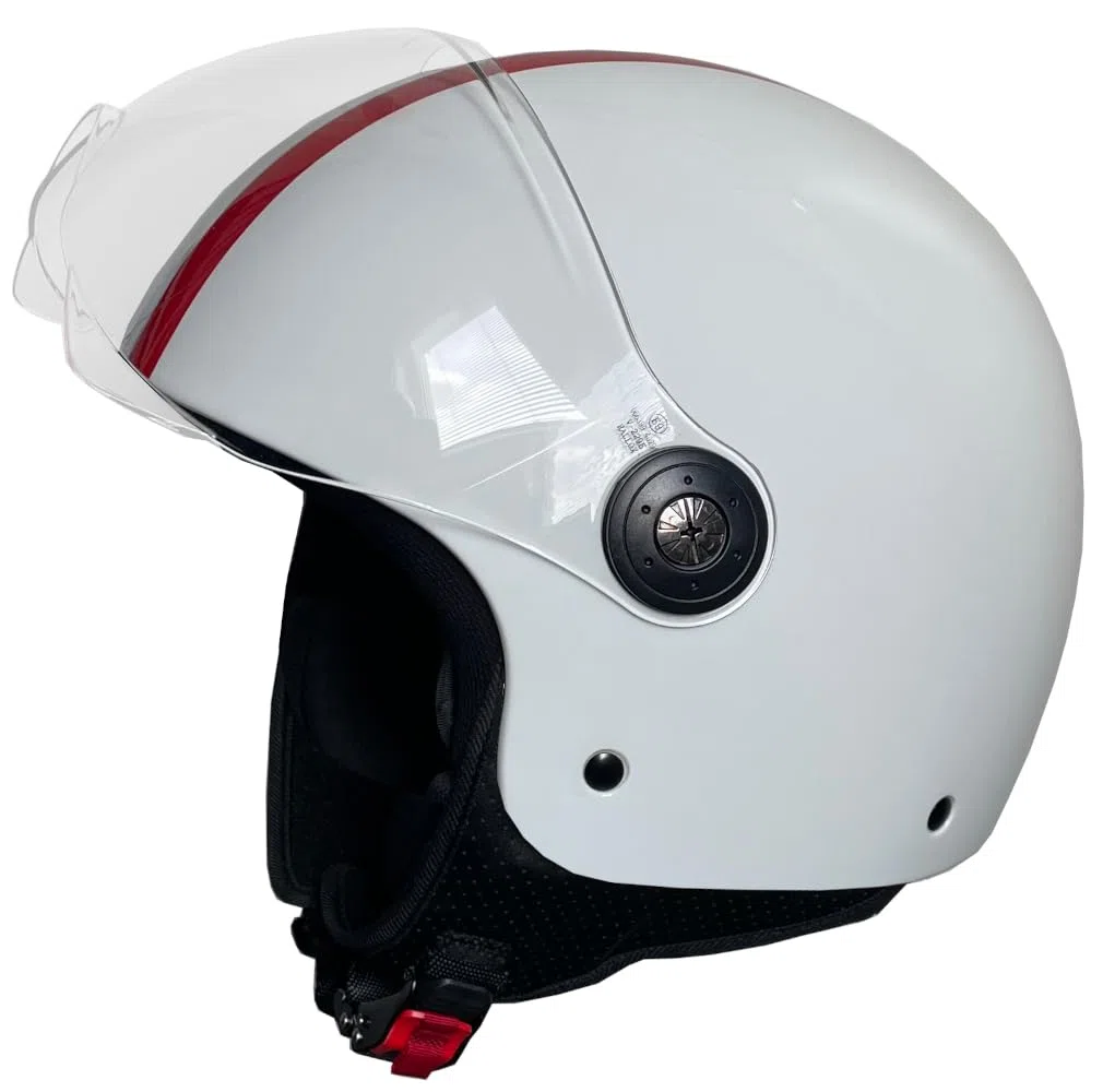 Jethelm RALLOX 229 Italia Helm Motorradhelm Größe L Rollerhelm mit Visier klar weiß Glanz