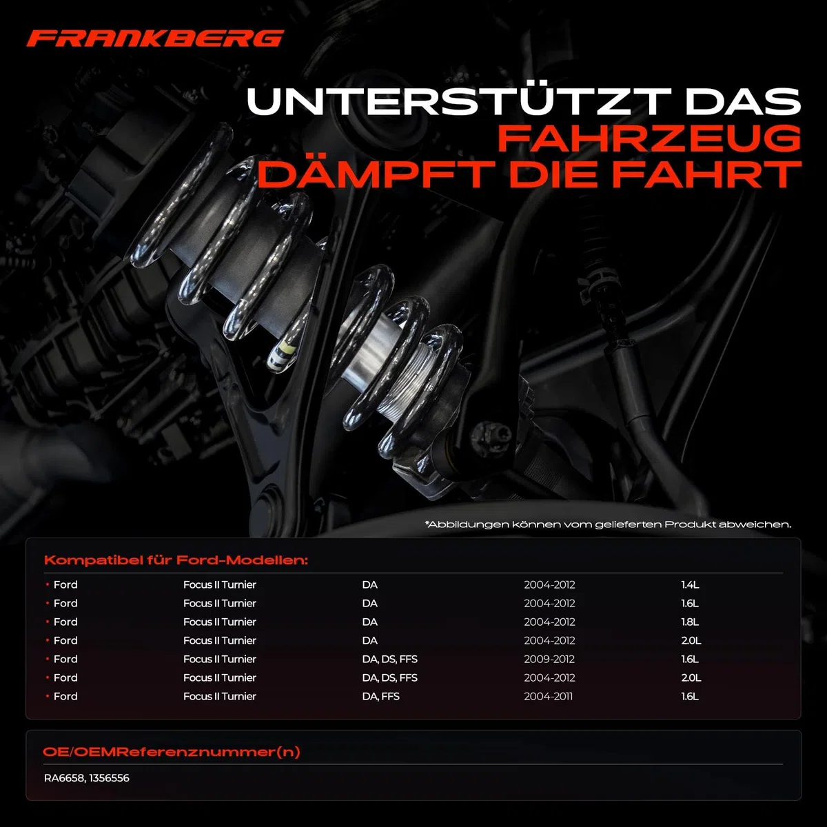 Frankberg 2x Federn Fahrwerksfeder Hinterachse Kompatibel mit Focus II Turnier DA 1.4L-2.0L 2004-2012 Focus II Turnier DA DS FFS 1.6L 2.0L 2004-2012 Replace# 1356556