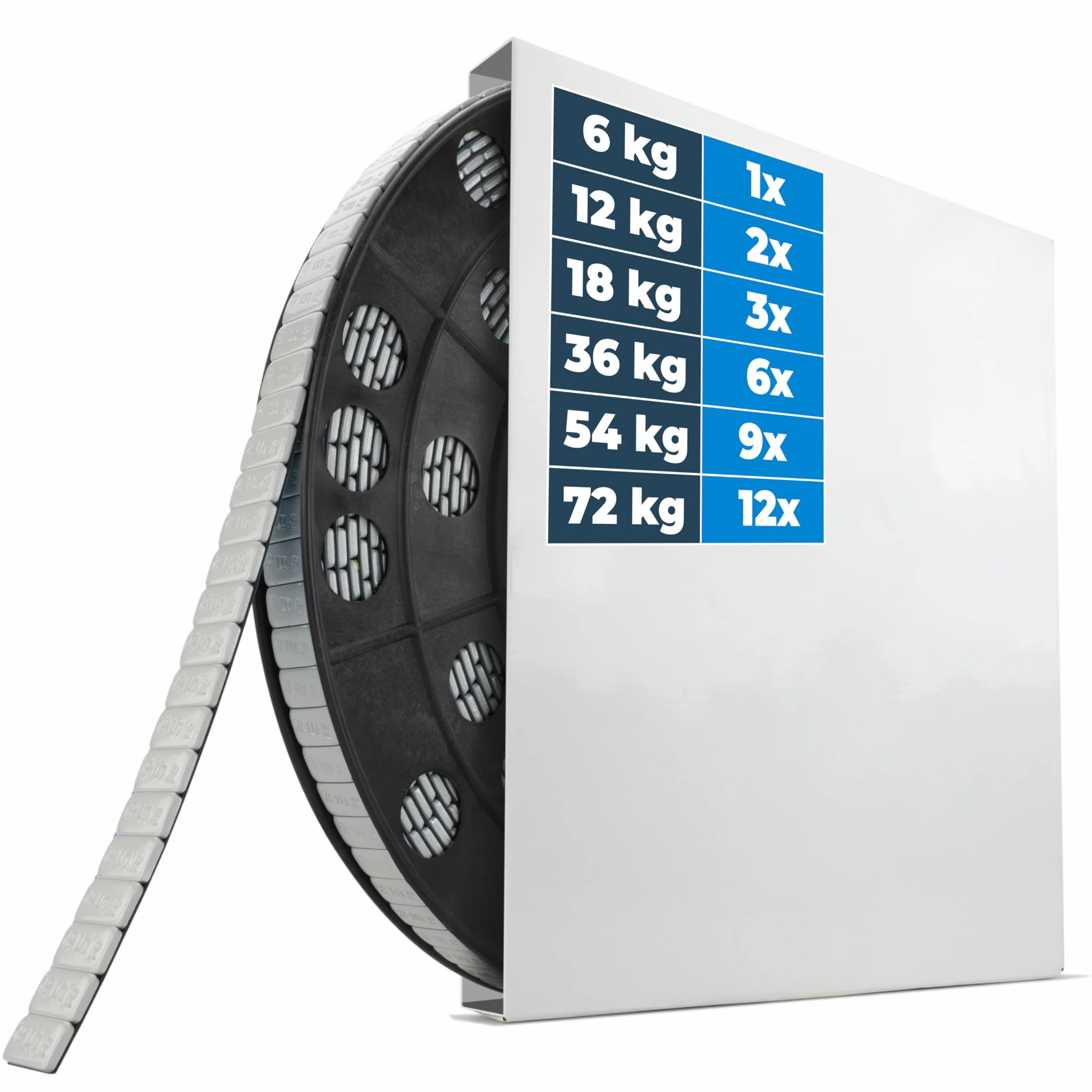 HASKYY 12KG Auswuchtgewichte Klebegewichte Stahlgewichte Rollen 2400x5g Silber Kleberiegel mit Abrisskante für Alufelgen & Stahlfelgen - Kunststoffbeschichtet FE-Klebegewichte