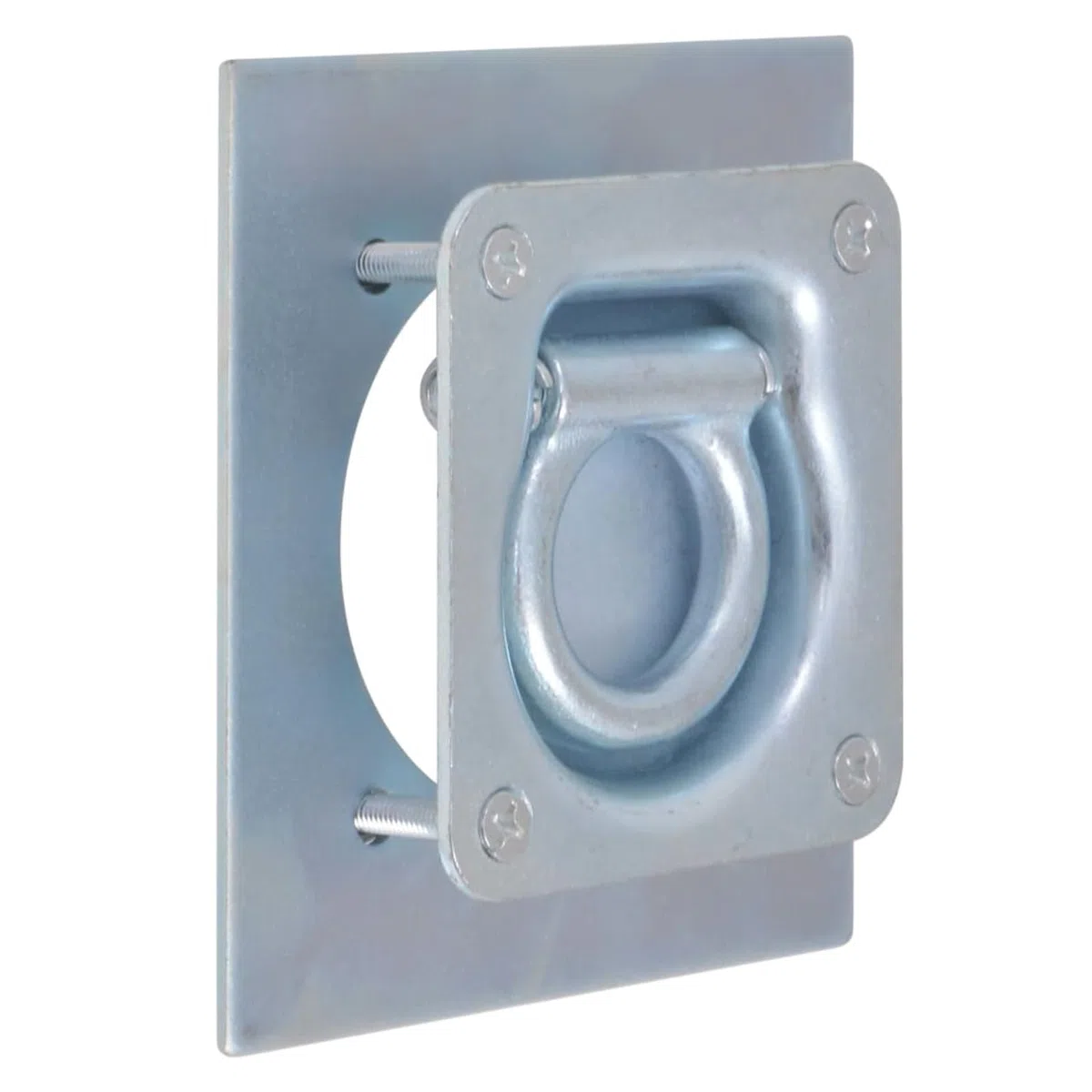 Gecheer Zurrösen für Anhänger 8 STK Silber, verzinkter Stahl, 10,1x9,5x2,6 cm, max. 2000 kg, inkl. Gegenplatten, für Ratschengurte/Seile/Spannbänder