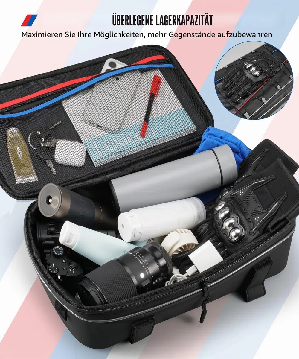 NICECNC Motorrad Top Case Tasche 20L Erweiterbar, Multifunktionale MotorradgepäCk Werkzeugtasche Compatible with BMW R1250gs R1200gs Adventure 2007-2013, R1200gs LC 2013-2017, F650 700 750 800 850gs