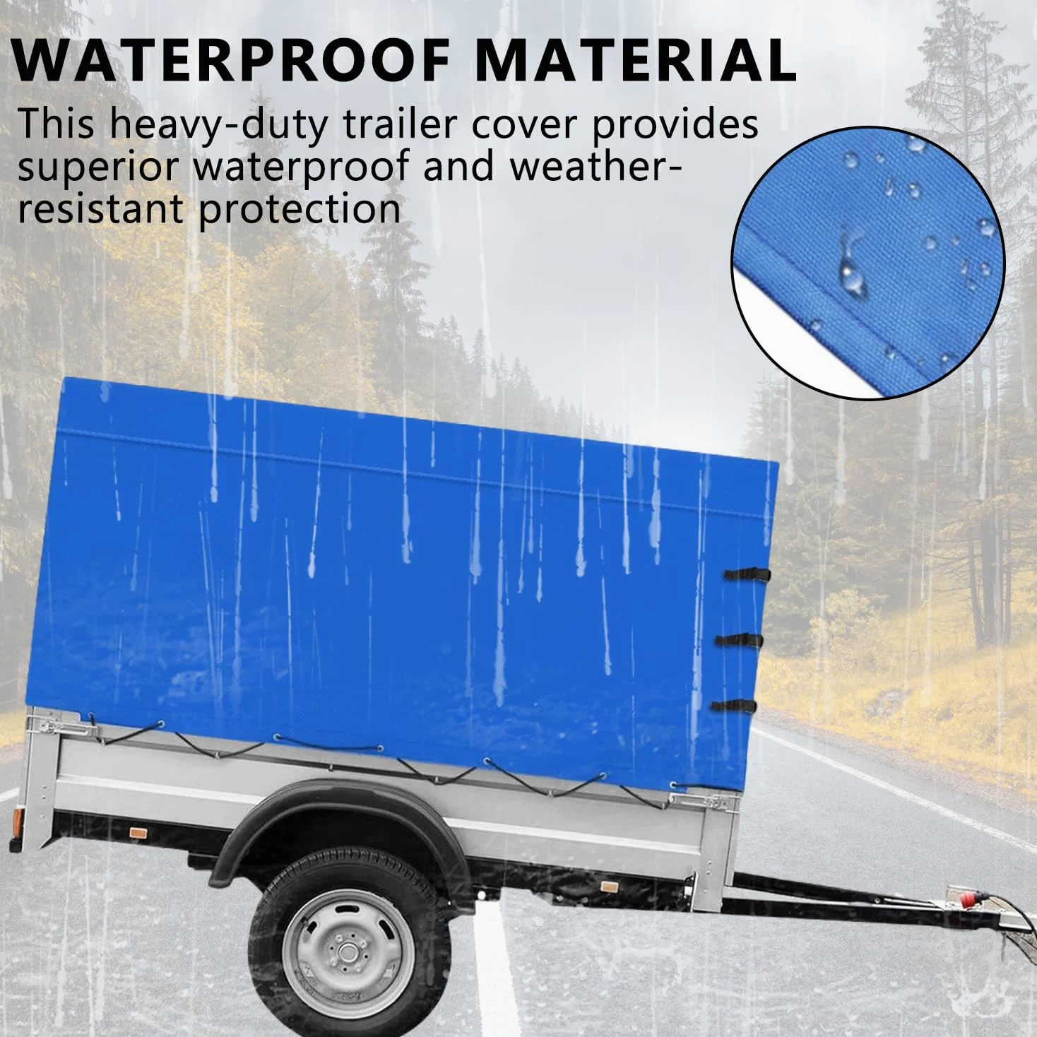 Anhänger Hochplane, Allwetter-langlebiger Trailer Cover mit Seil, 600d Oxford-Gewebe Abdeckplane Anhänger Abdeckung Plane für 750kg PKW Hänger (Mit Reißverschluss hinten)