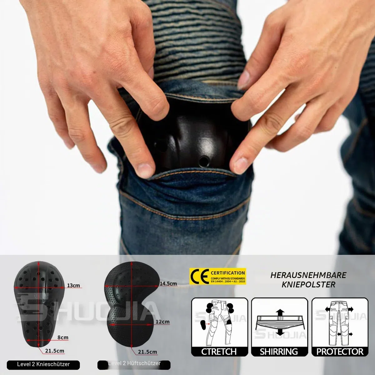 Motorrad Jeans Herren,Sturzfeste Motorradhose mit Abnehmbaren Knieschonern & Hüftprotektoren, Atmungsaktive Schutzjeans für Biker, Tourenfahrer & Pendler