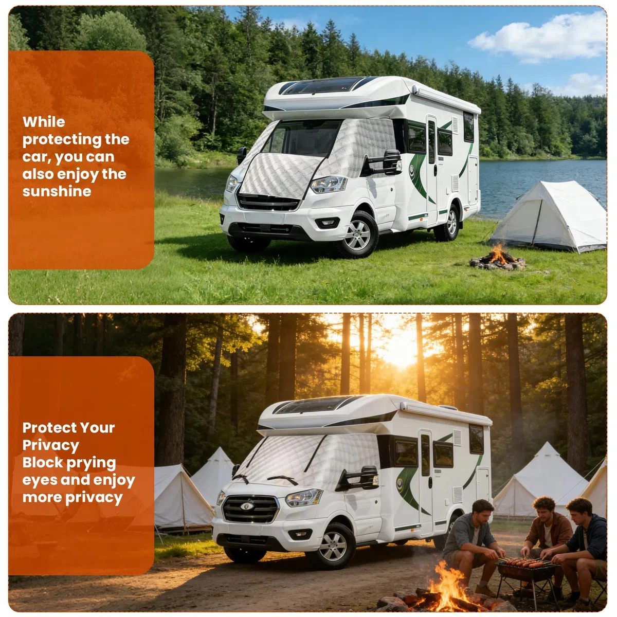 Thermische Fenstermatte Silber Thermische Abdeckung für Ford Transit 2015-2025 MK8 & MK9 Außendisolationsmatte Wohnmobil Sonnenschutz frontscheibenabdeckung Ford Transit thermomatte wohnmobil