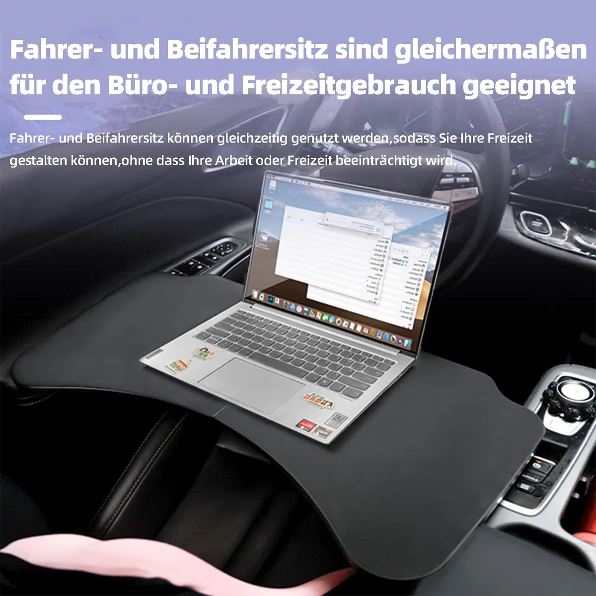 Tragbare Auto Tisch Klappbar Multifunktionaler Auto Laptop Tisch für Fahrer und Beifahrer Mobiler Auto ESS Tisch mit Ergonomischem Gebogenem Design Ideal für Arbeiten Essen und Freizeit im Auto
