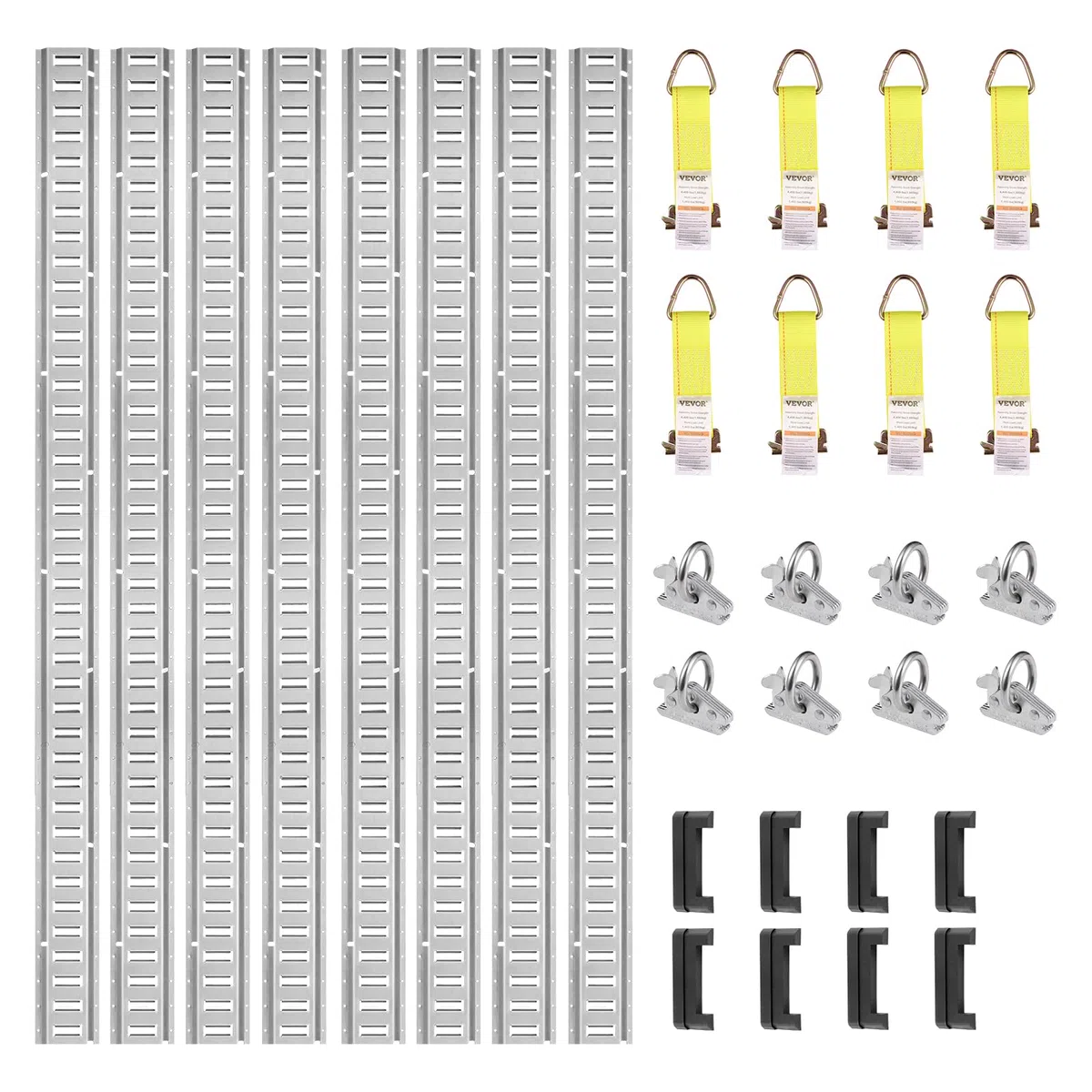 VEVOR Zurrschienen 34 STK. Airlineschienen, Silber Transportschiene, 454 kg Max. Tragfähigkeit Ankerschiene, 1,52 m Schienenlänge Stäbchenzurrschiene zur Ladungssicherung für Anhänger und Wohnmobile