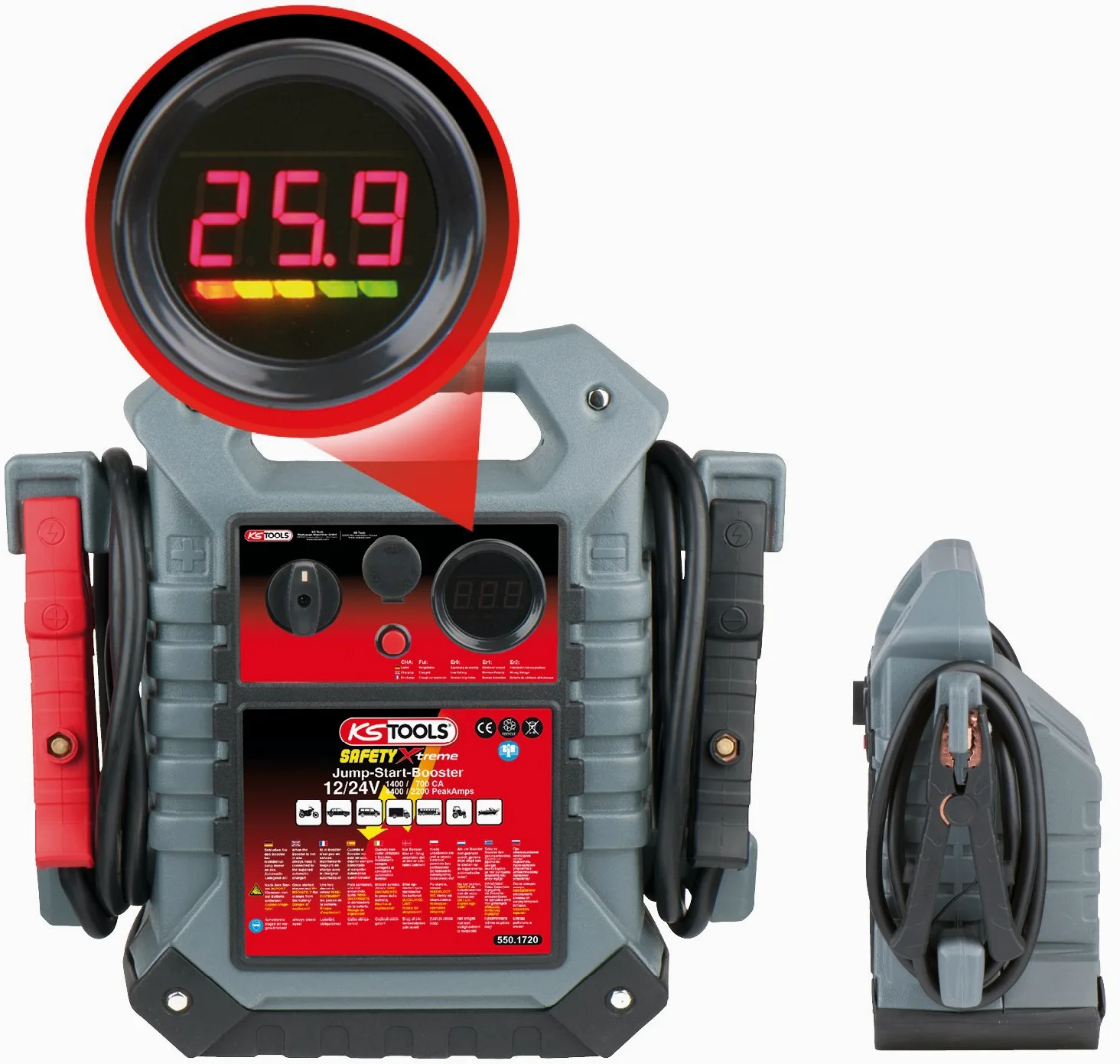 KS Tools 550.1720 12 V + 24 V Batterie-Booster, mobiles Starthilfegerät 1400 A