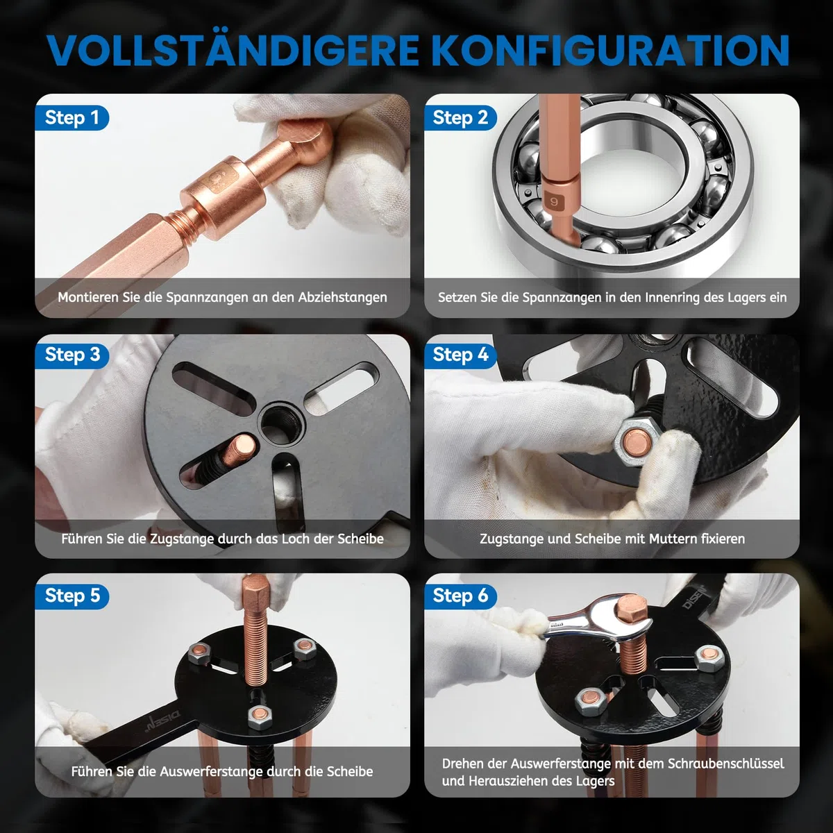 DISEN 36-in-1 Lagerabzieher Set, Innenlager Abzieher Trennsatz, Radlager Werkzeug, Lagerabzieher Innen für Radlager Ausbau Demontage Werkzeug, Blau