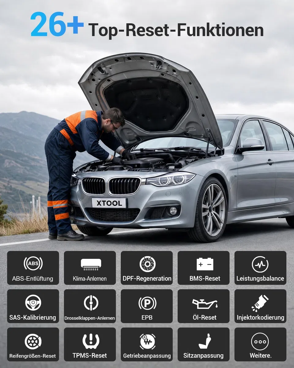 XTOOL A30M OBD2 Diagnosegerät Bluetooth, Diagnosegerät Auto mit Bidirektionaler für Alle Systeme, Kfz-Auslesegerät für Android/iOS mit 26+ Resets (Öl/ABS/BMS/DPF), CAN FD, Lebenslange Updates