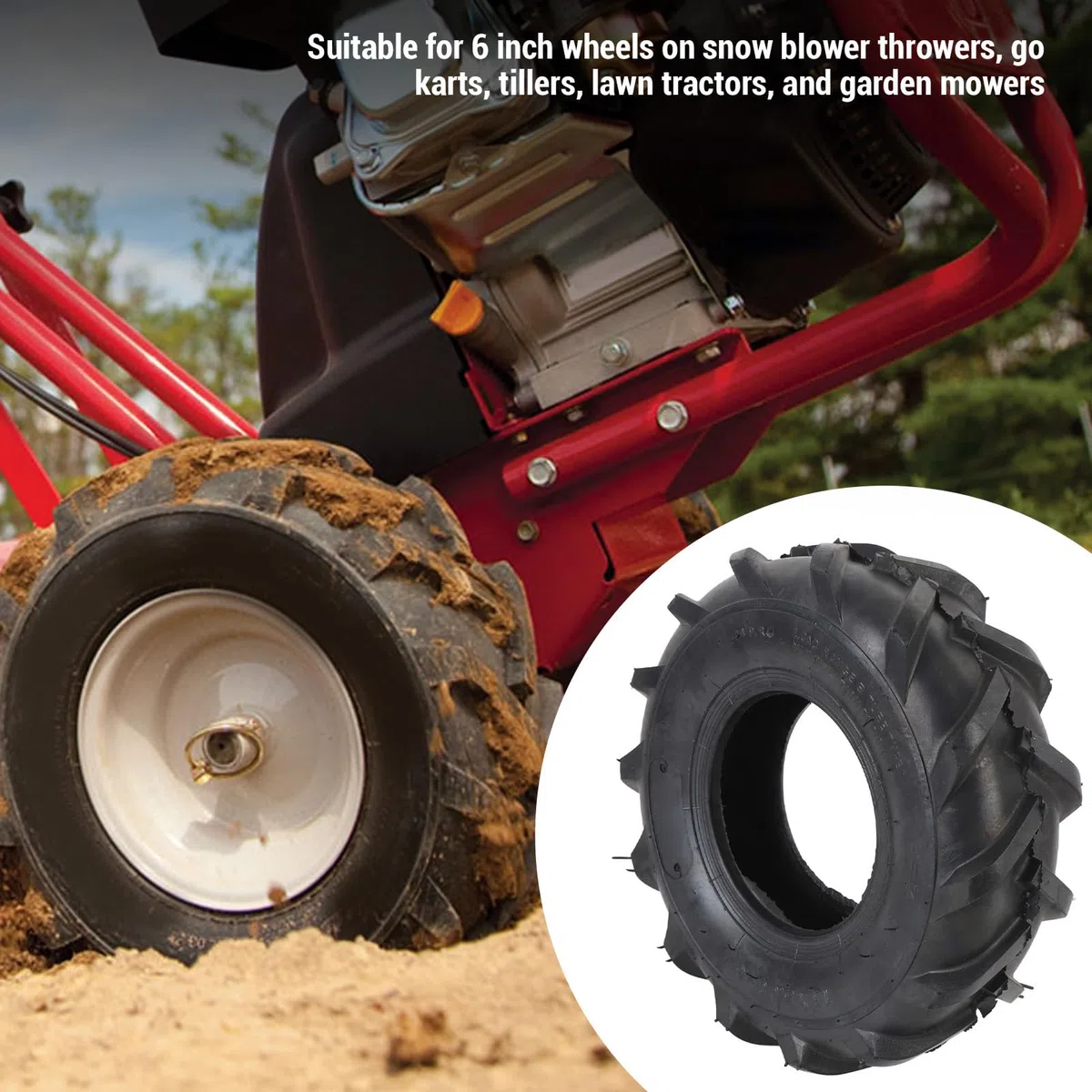 13x5.00-6 Reifen, Schlauchlose Pinsel-Traktorreifen, Landwirtschaftliche Traktor-Lug-Laufstufe Schlauchloser, Ersatz-Reitmäher-Vorderradbaugruppe, 1 Pack