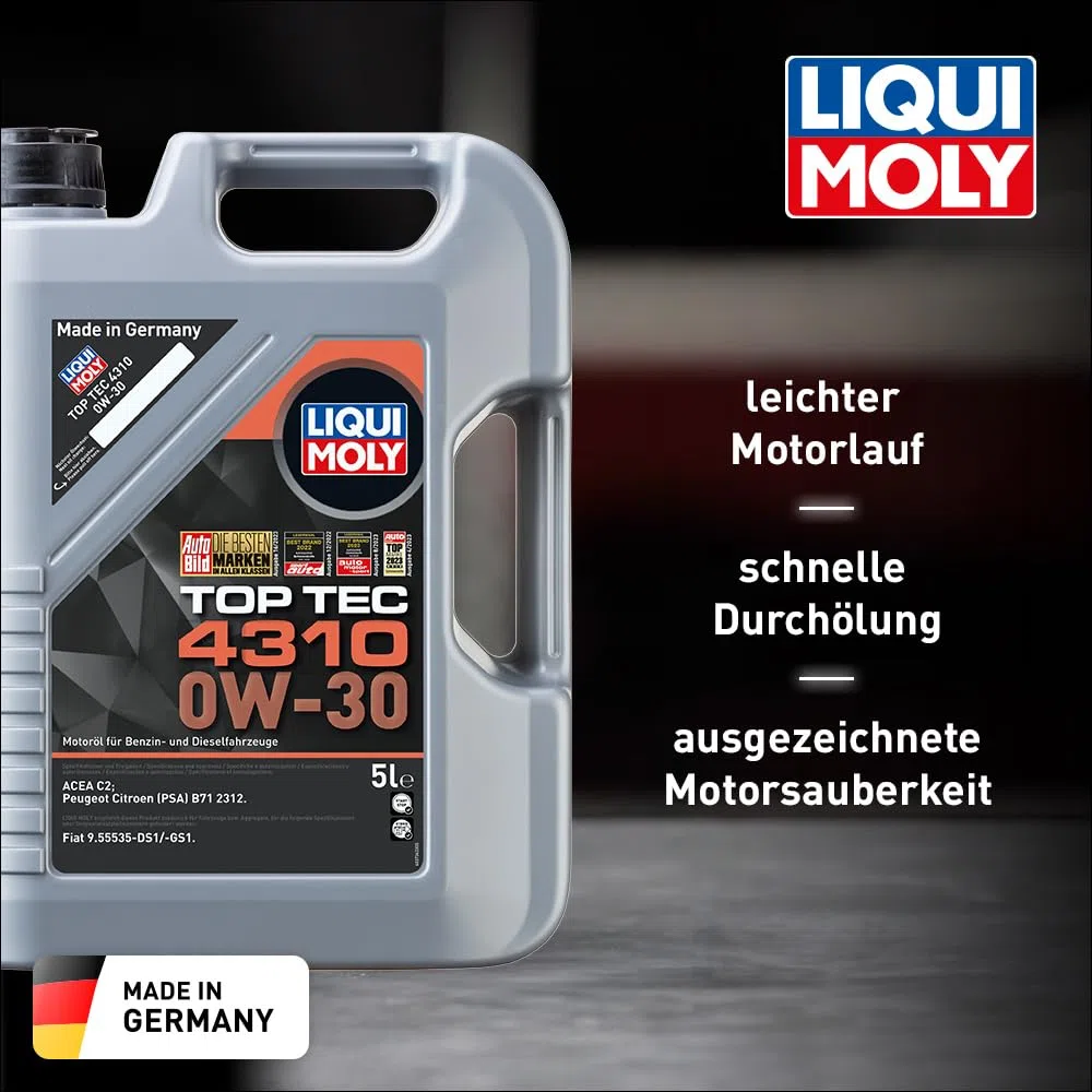 LIQUI MOLY Top Tec 4310 0W-30 | 5 L | Synthesetechnologie Motoröl | Art.-Nr.: 3736