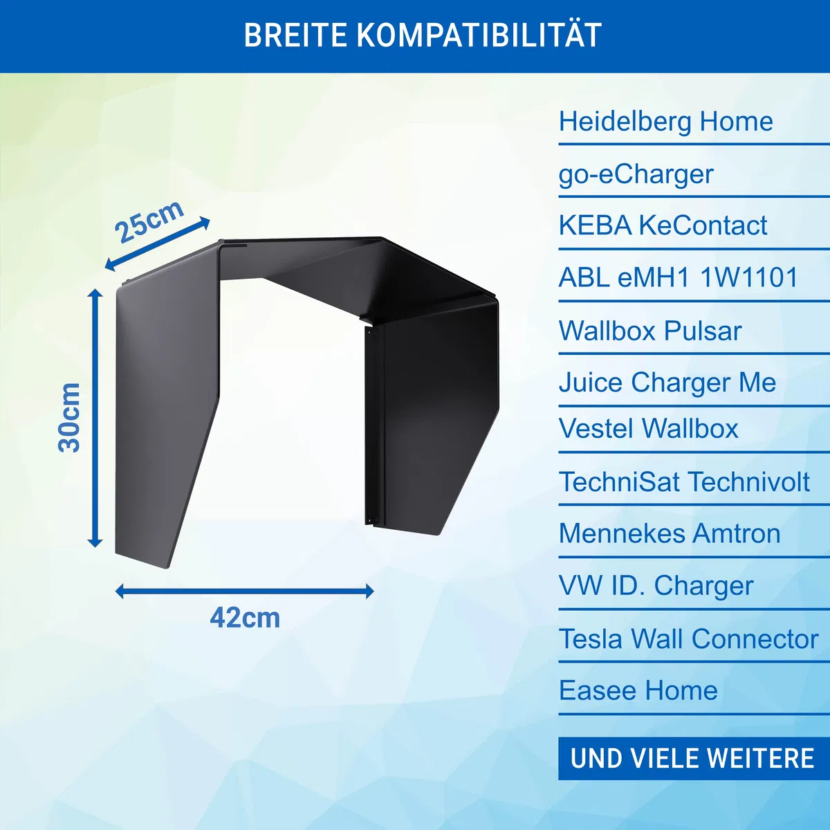 Wallbox Wetterschutz aus rostfreiem Stahl • Schutzdach Wallbox Abdeckung • Wetterschutzdach Regenschutz Überdachung für EV Ladestation
