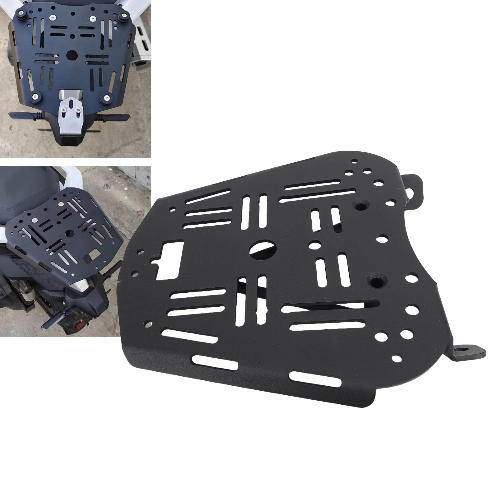 Yctze Top -Box -Basisplattenhalterung Motorrad -Gepäckträger Montageplatte Kohlenstoffstahl Abnehmbarer Schwanzkastenboden für Zontes 368 G 501 G mit Schwarzem Finish