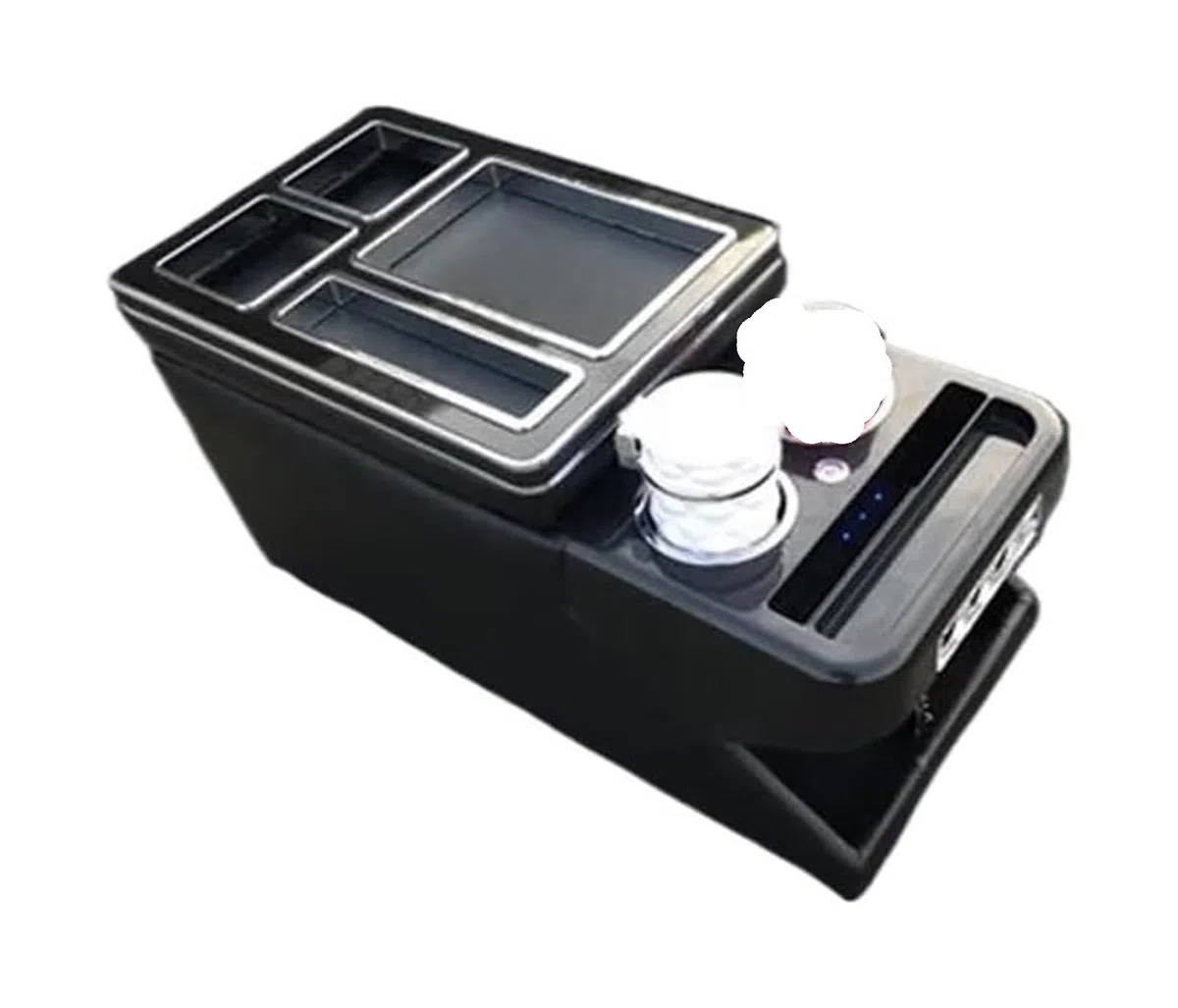 Mittelkonsole Für Peugeot Für Traveller 2016 2017 2018 2019 2020 2021 2022 2023 2024 + Vordere Armlehnenbox Mit USB-Getränkehalter-Atmosphärenlicht(No Wireless Charge 1)