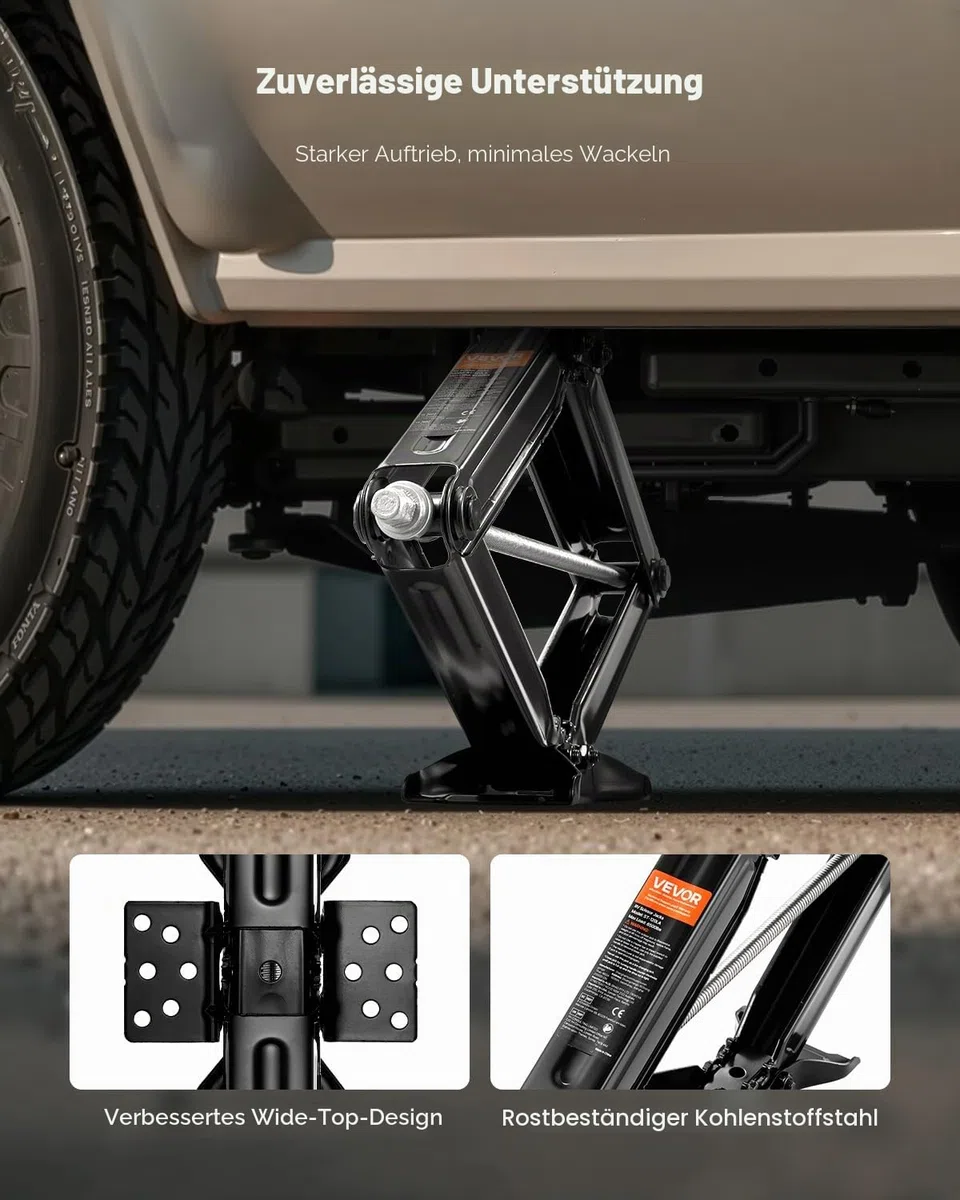 VEVOR RV Wohnwagen Scherenwagenheber Wagenheber (2268 kg belastbar) mit Kurbel & Sockel & Blase Ebenen (2 Stk.) Stabilisator Nivellierung 103-595 mm Hubhöhe Stabilisatorwagenheber