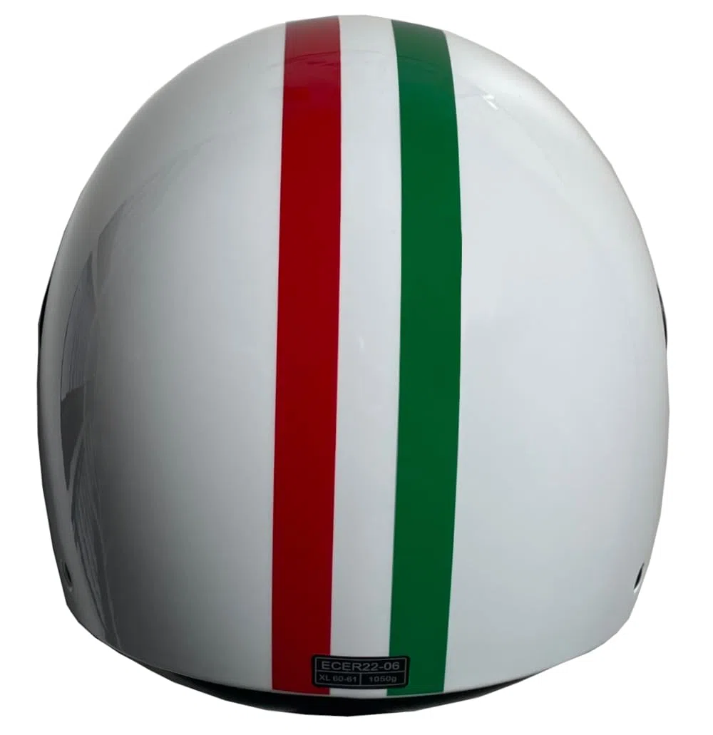 Jethelm RALLOX 229 Italia Helm Motorradhelm Größe L Rollerhelm mit Visier klar weiß Glanz