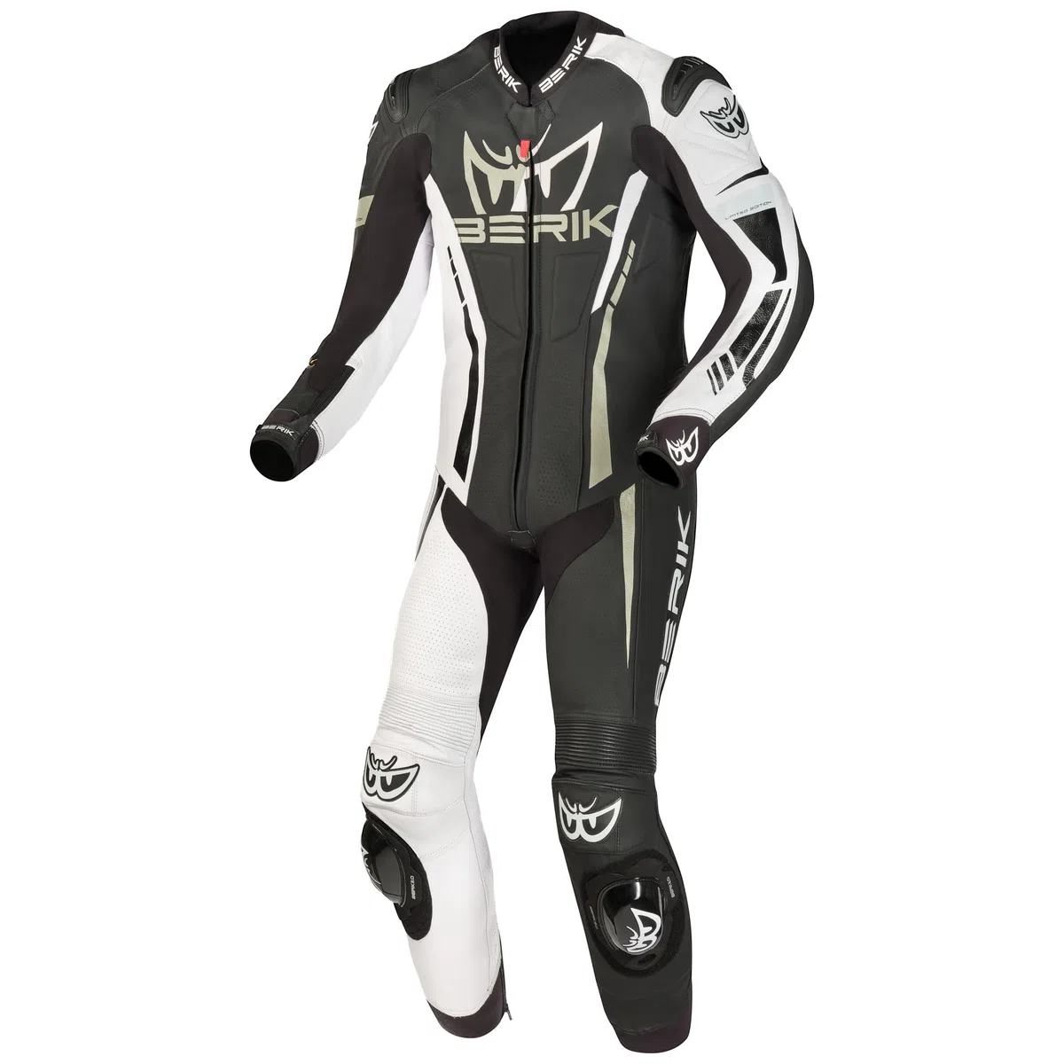 Berik Oshiqo 1-Teiler Motorrad Lederkombi, schwarz/weiß, 52