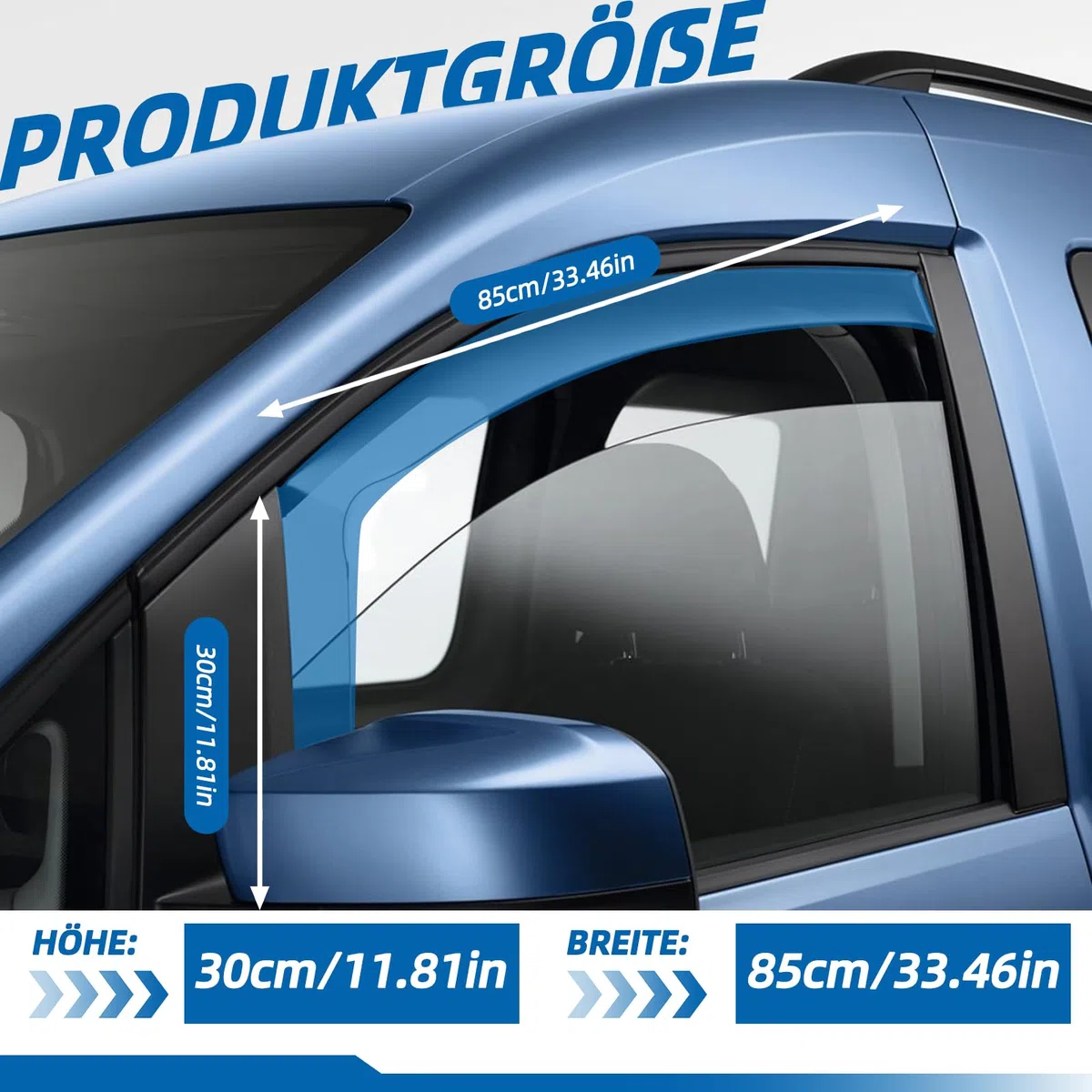 Zweiteiliger Fenster-Regenabweiser für Volkswagen Caddy(2005–2018). Einteiliger Windabweiser, Regen- und Windabweiser, einfach zu montieren, Schwarz
