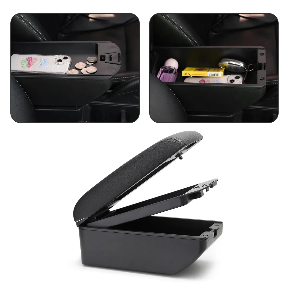 YJYWZH Compatible with SEAT Arona Armlehnen Auto Mittelkonsole Aufbewahrungsbox Armlehne Innenausstattung Armauflage Kohlefaser-Muster Leder Armstutze
