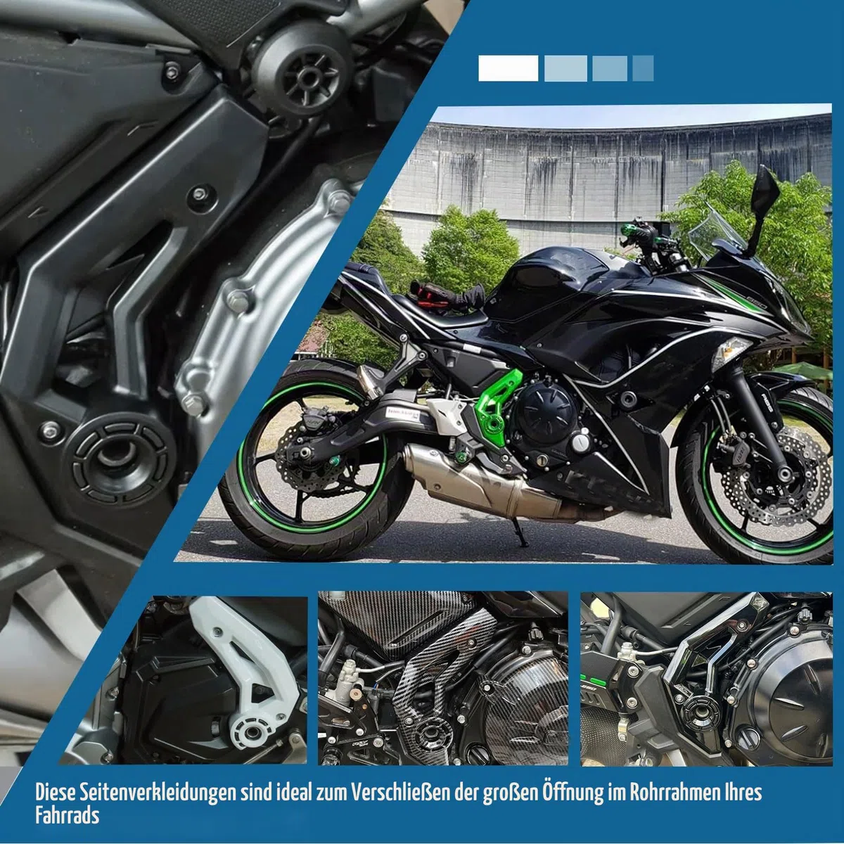 Rahmen Seite Abdeckung Gugel Panel Blenden Verkleidung Schutz Protector passend für Ka&wa&sa&ki Ninja 650 Z-650 NINJA650 Z650 2017-2024 Motorrad zubehör (Schwarz matt)